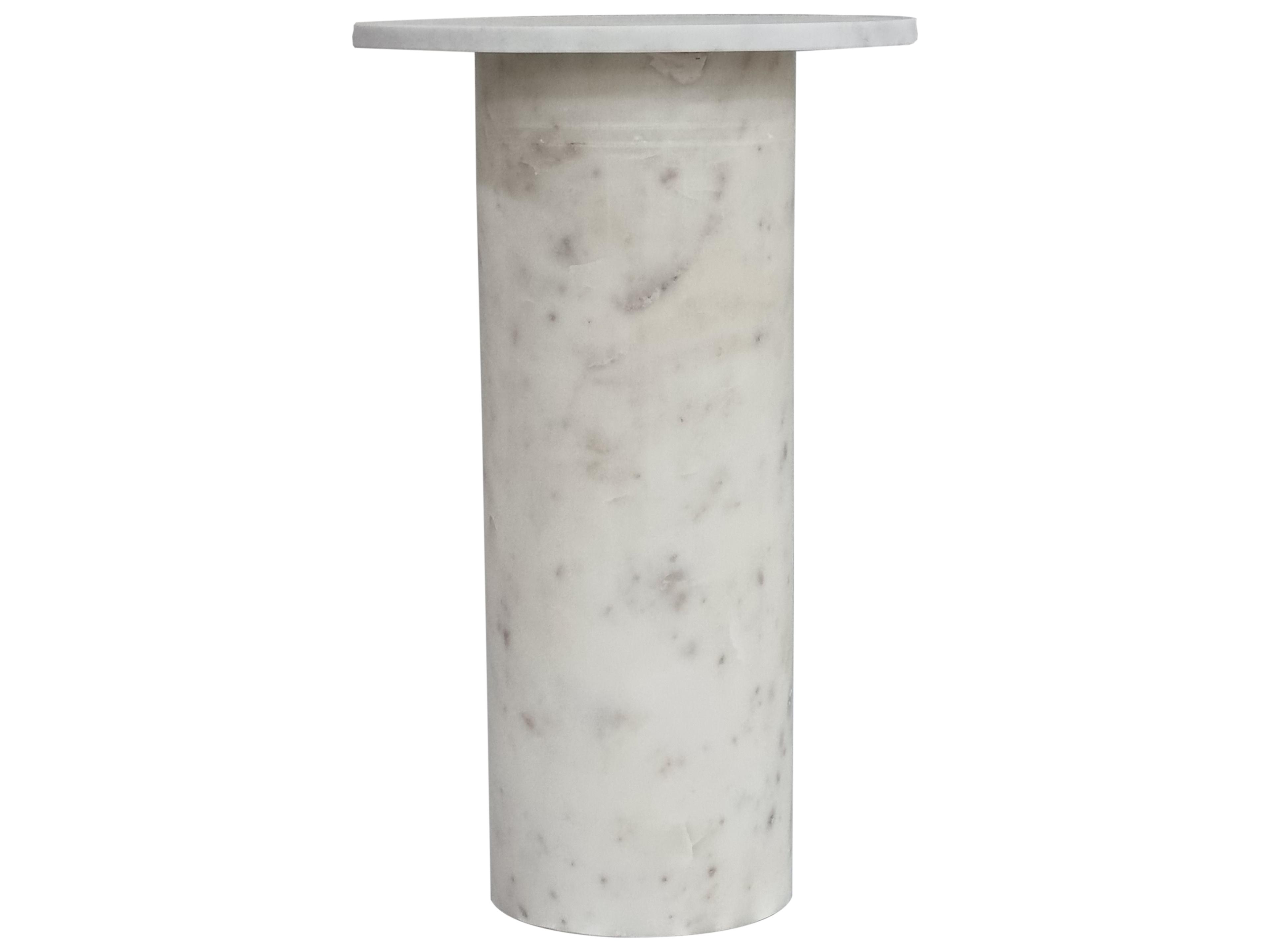 Bassett Mirror Claude Round Marble White End Table
