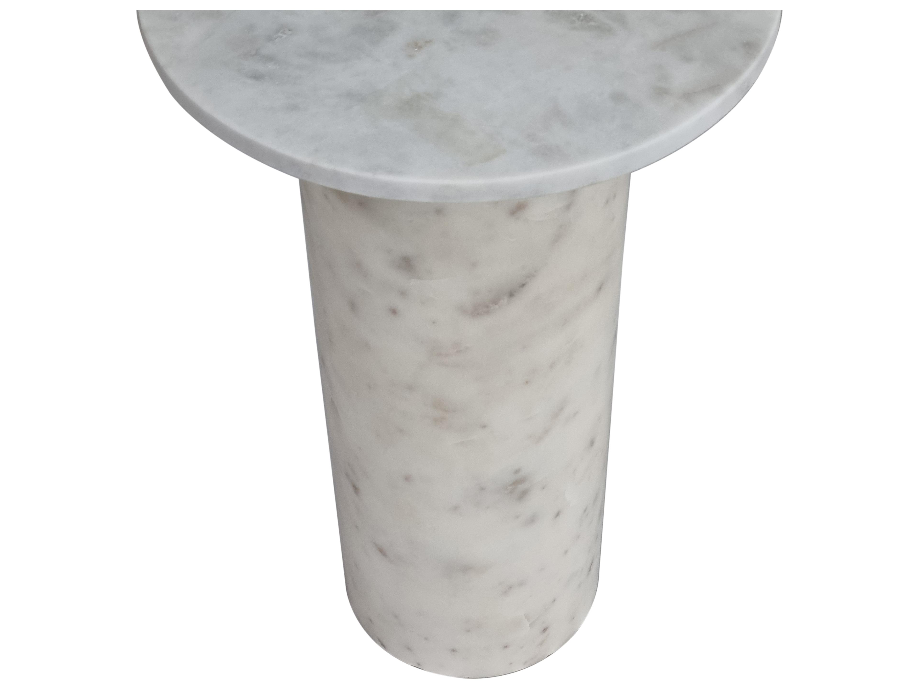 Bassett Mirror Claude Round Marble White End Table