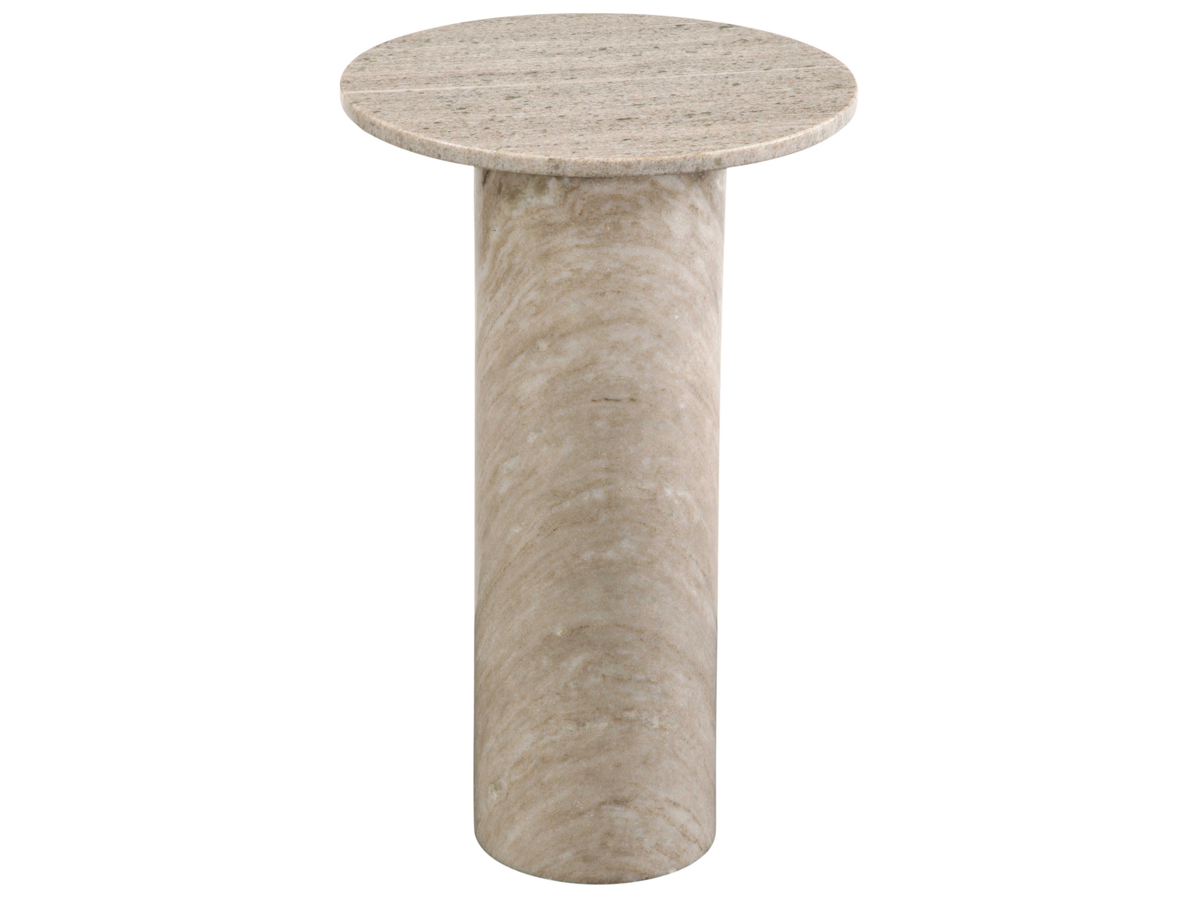 Claude Round Gray Marble End Table