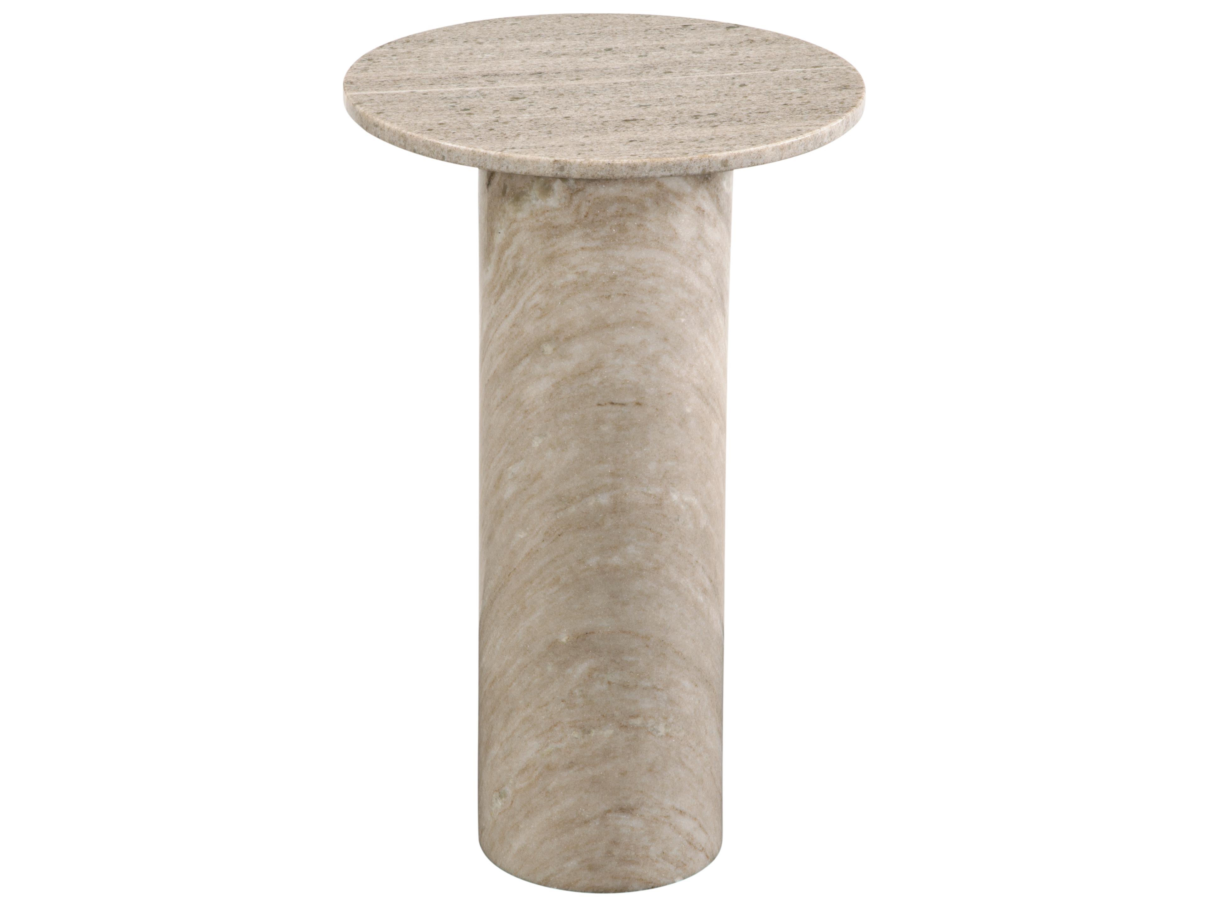 Bassett Mirror Claude Round Gray Marble End Table