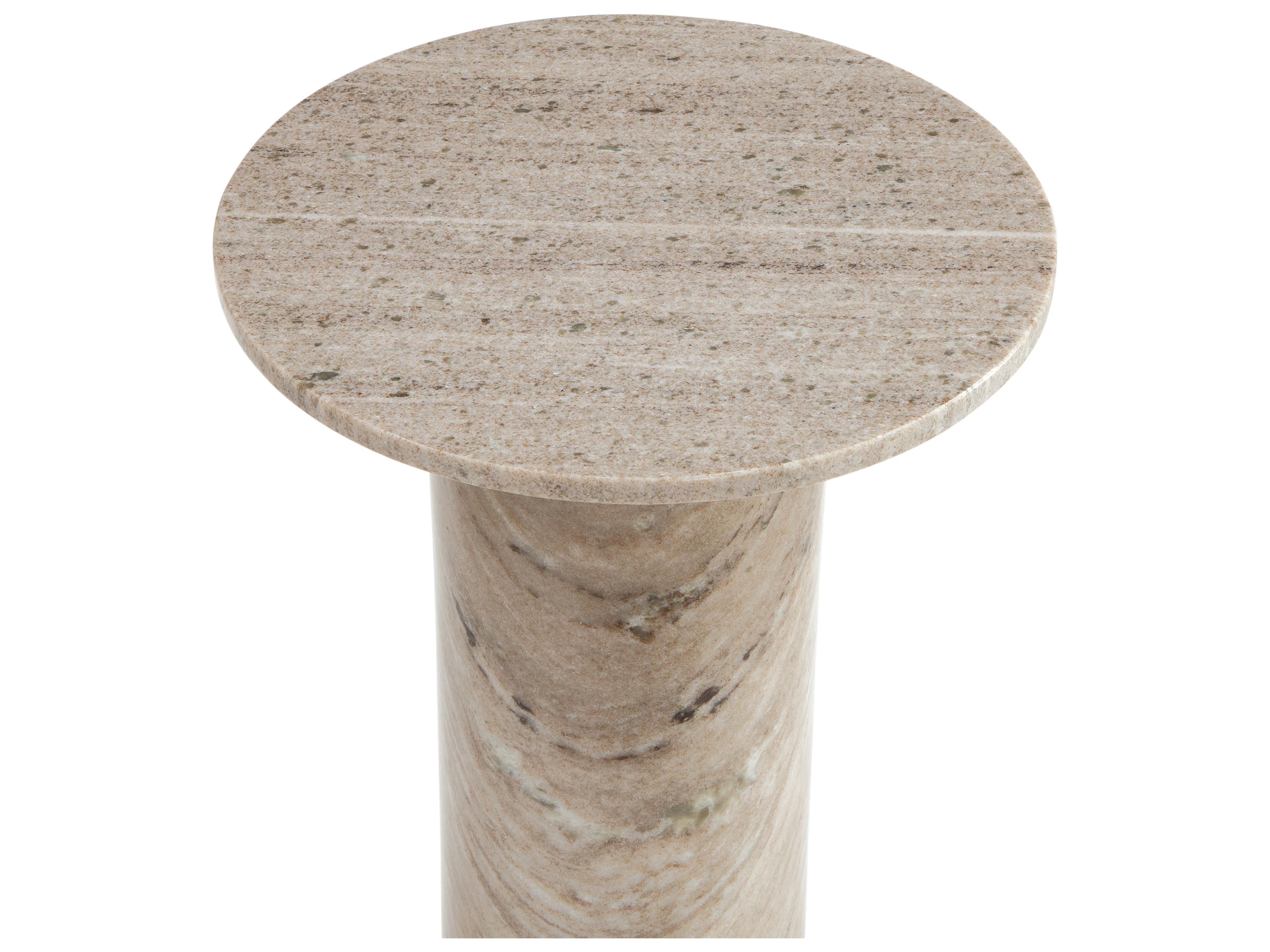 Bassett Mirror Claude Round Gray Marble End Table