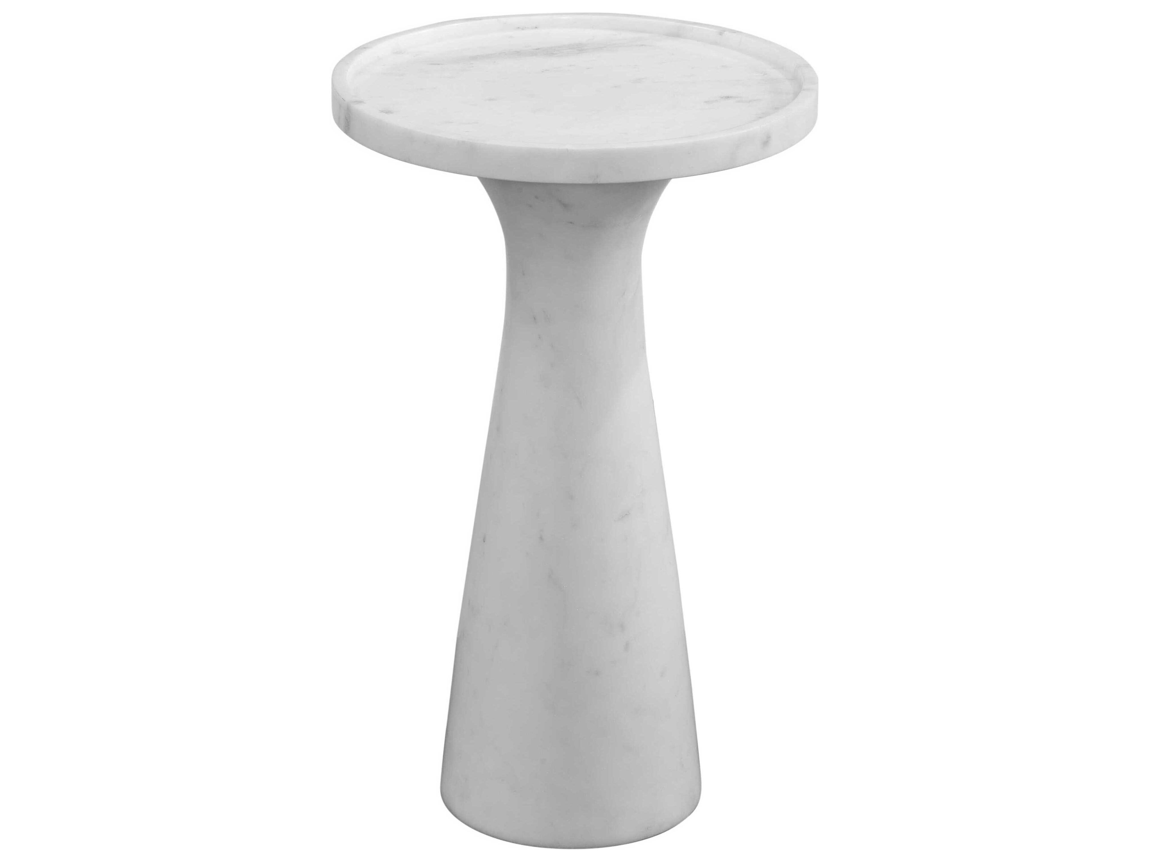 Baird Round Marble White End Table