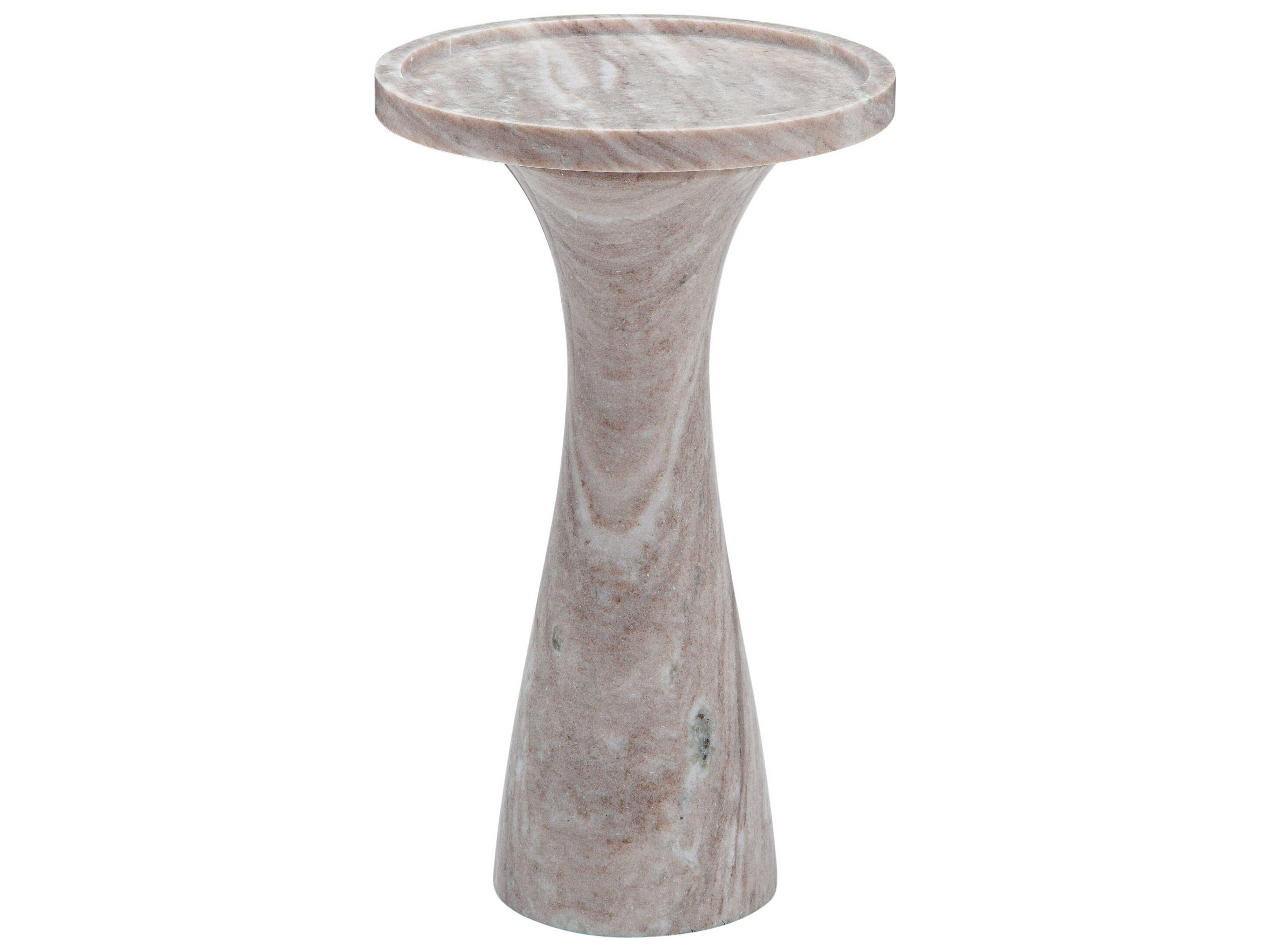 Baird Round Marble Brown End Table