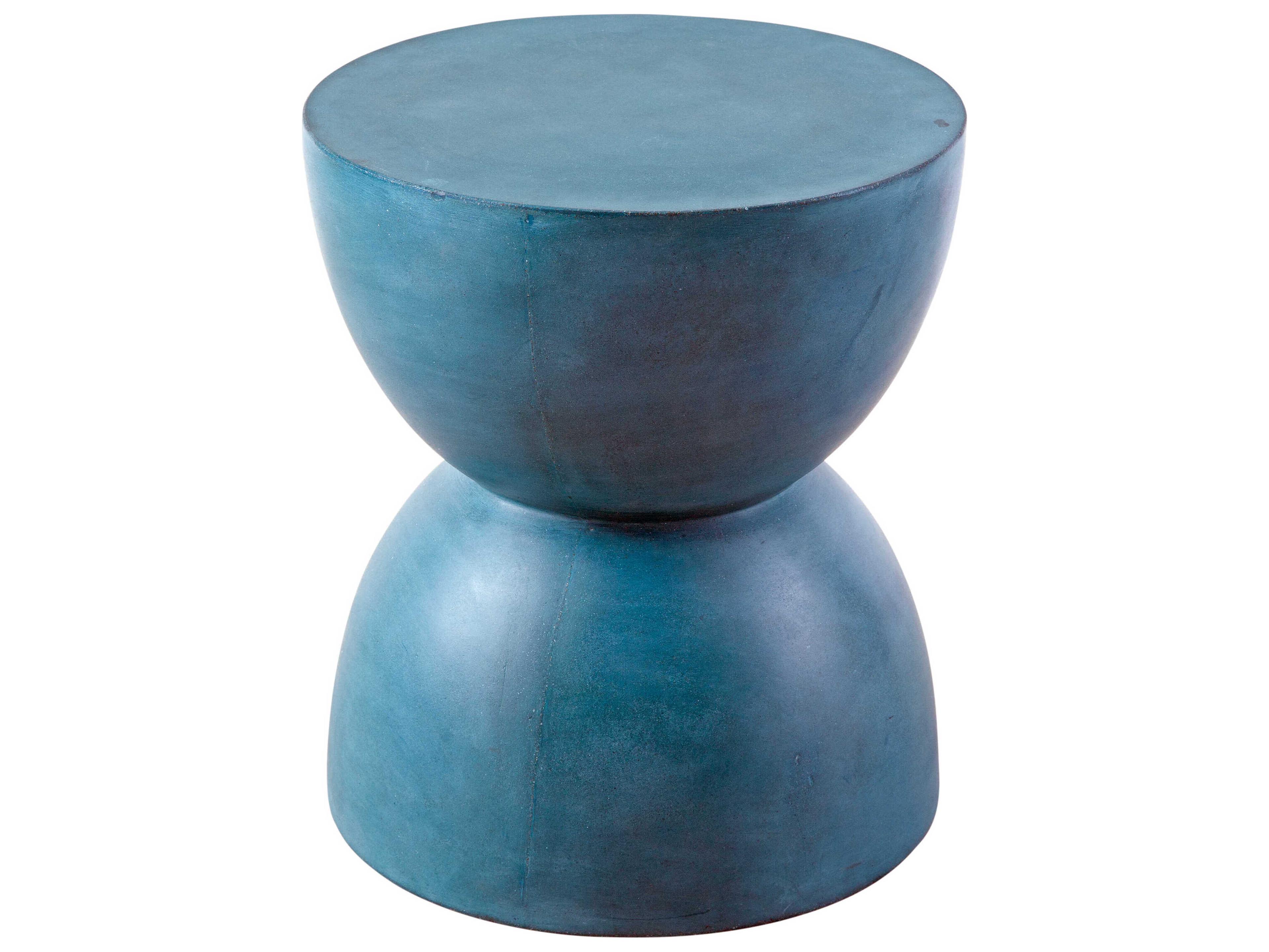 Bassett Mirror Prince Round Wood Blue End Table