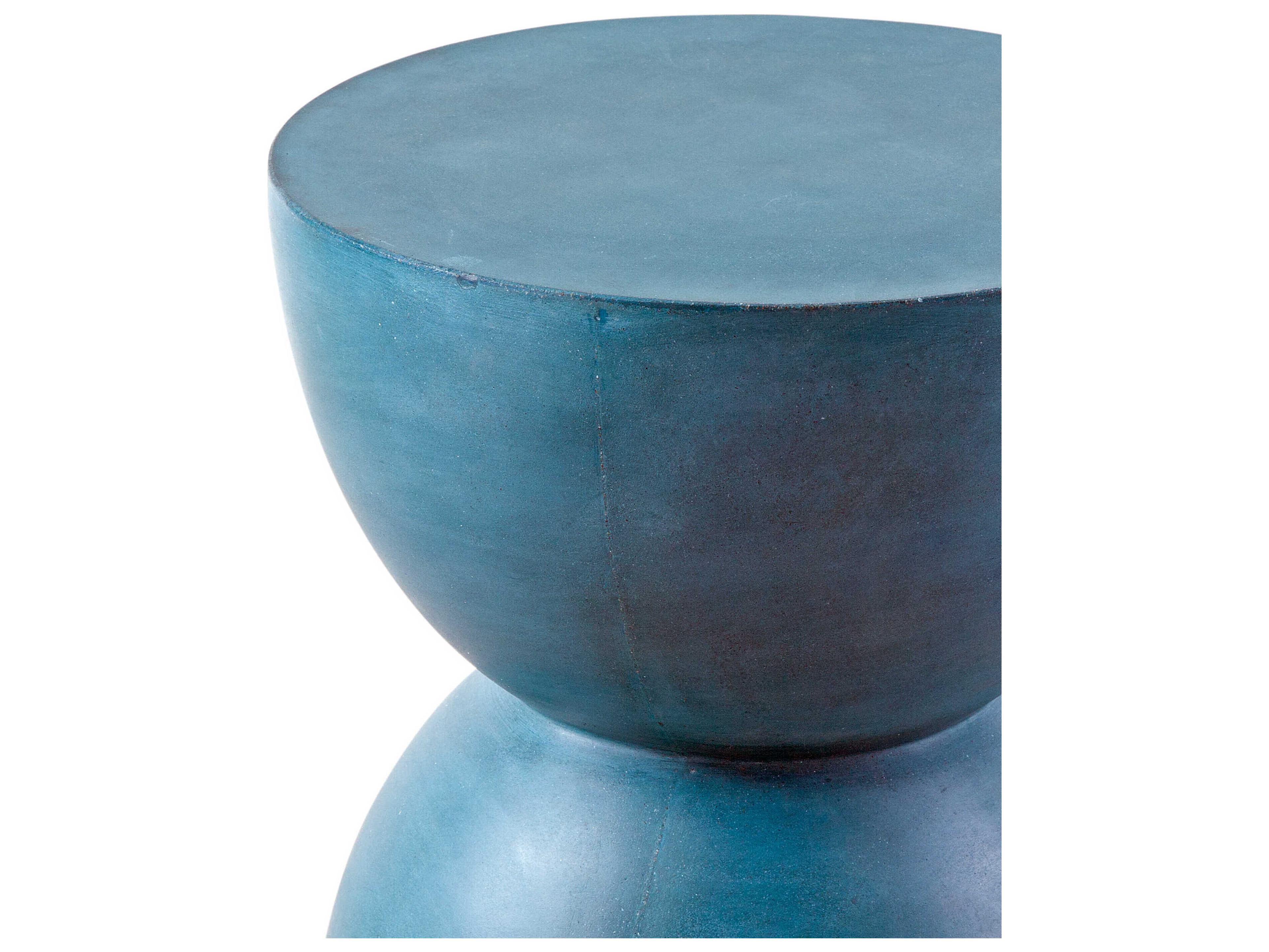 Bassett Mirror Prince Round Wood Blue End Table