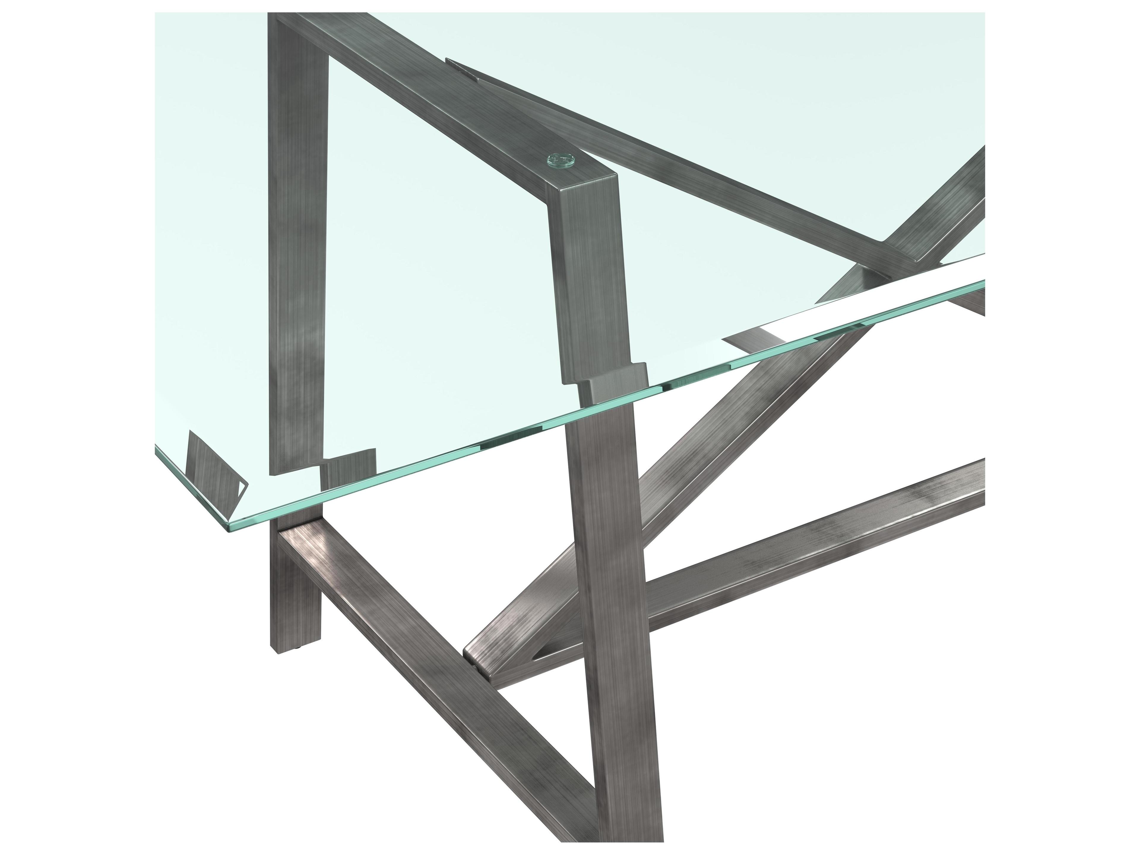 Bassett Mirror Ross Rectangular Glass Gunmetal Dining Table