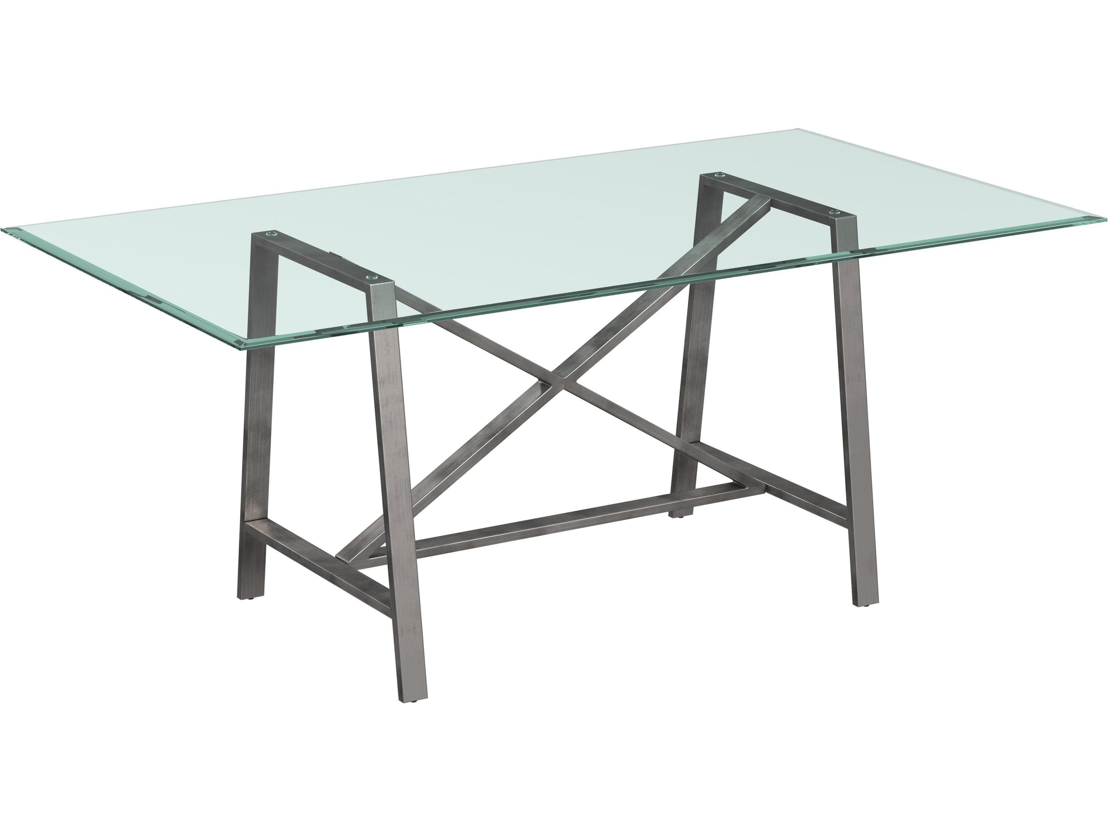 Bassett Mirror Ross Rectangular Glass Gunmetal Dining Table