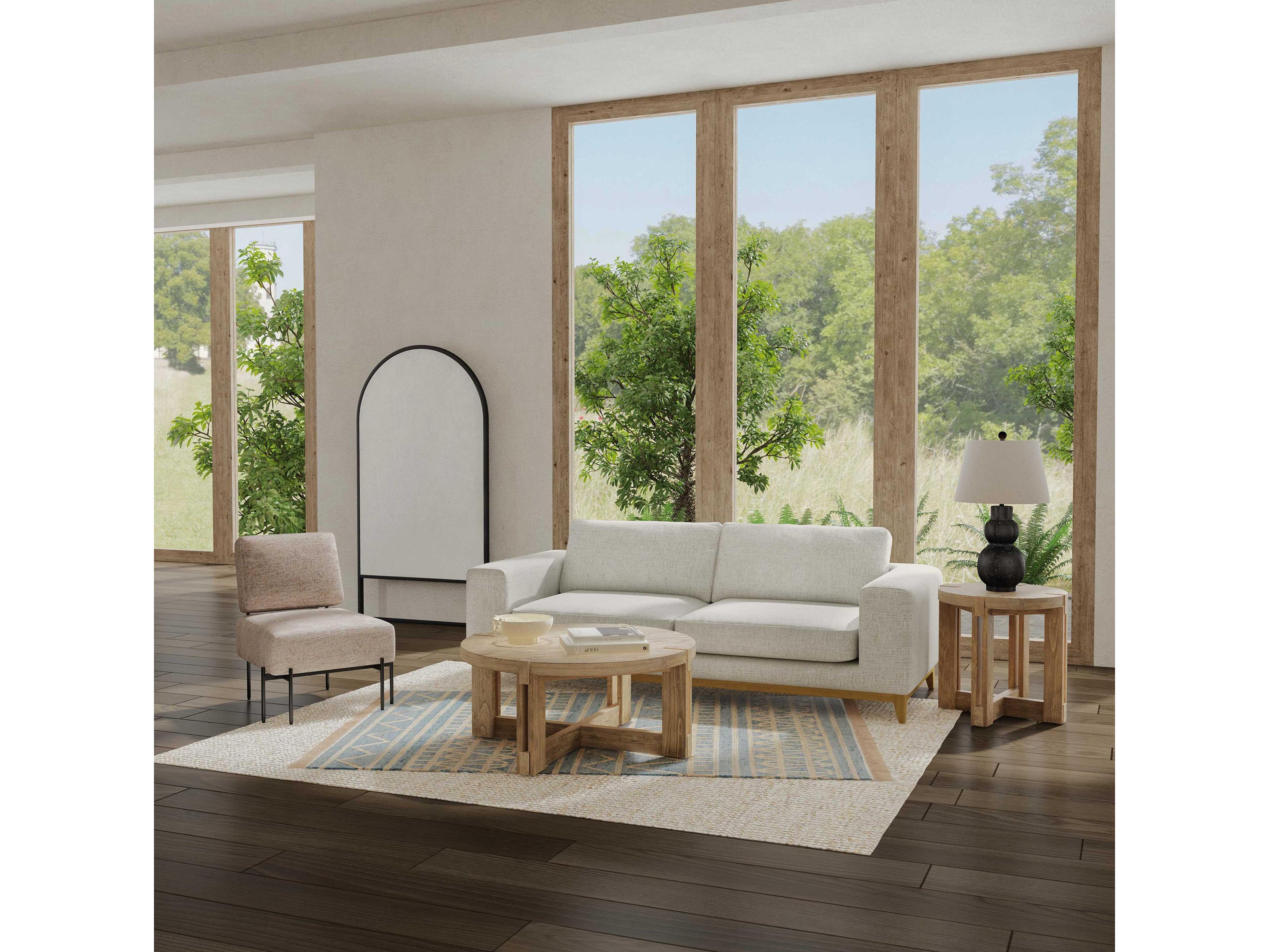 Bassett Mirror Mcguire Round Wood Gray Coffee Table