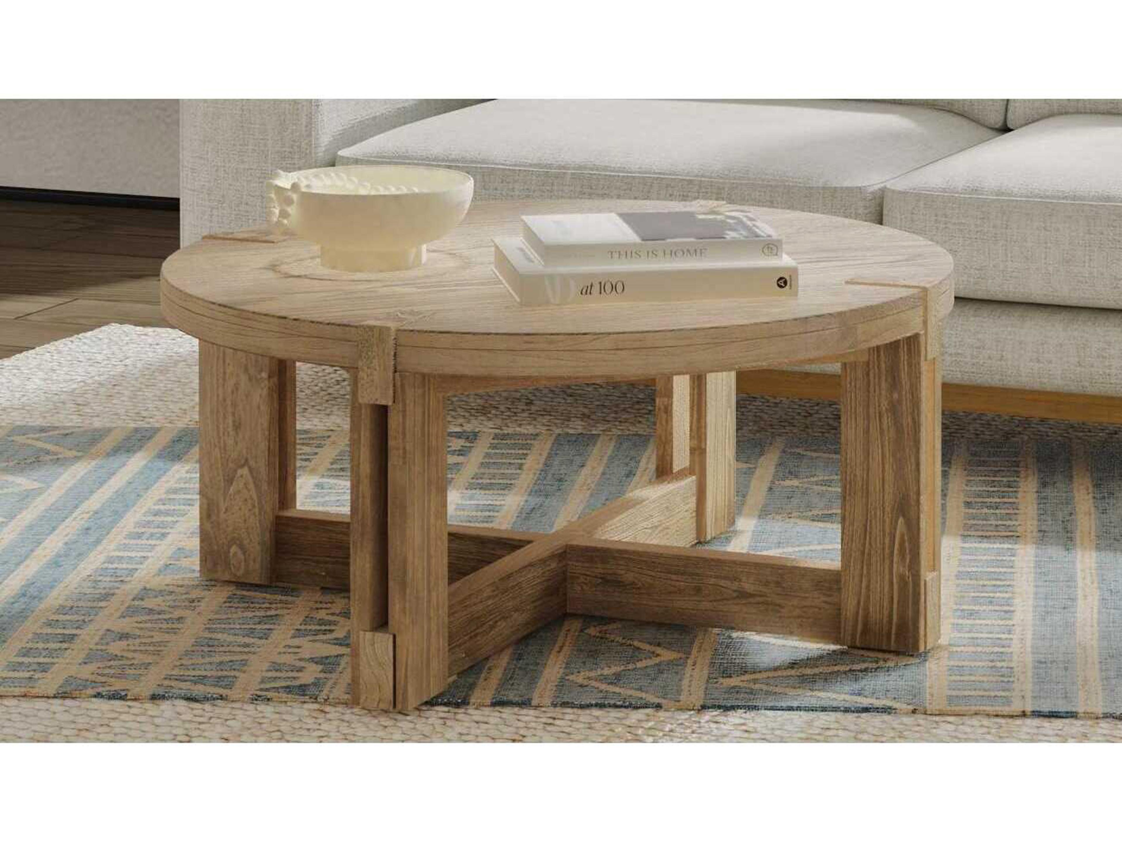 Bassett Mirror Mcguire Round Wood Gray Coffee Table