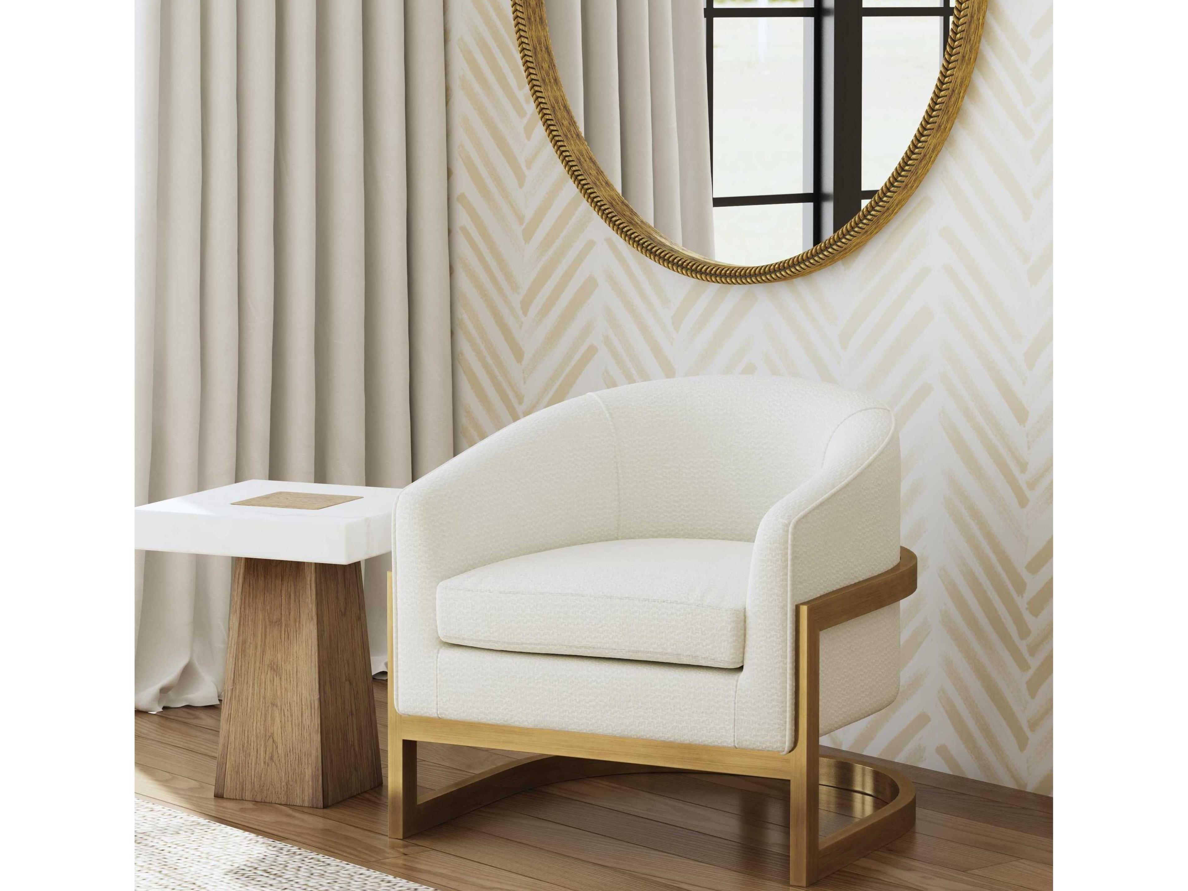 Bassett Mirror Neve White Fabric Accent Chair