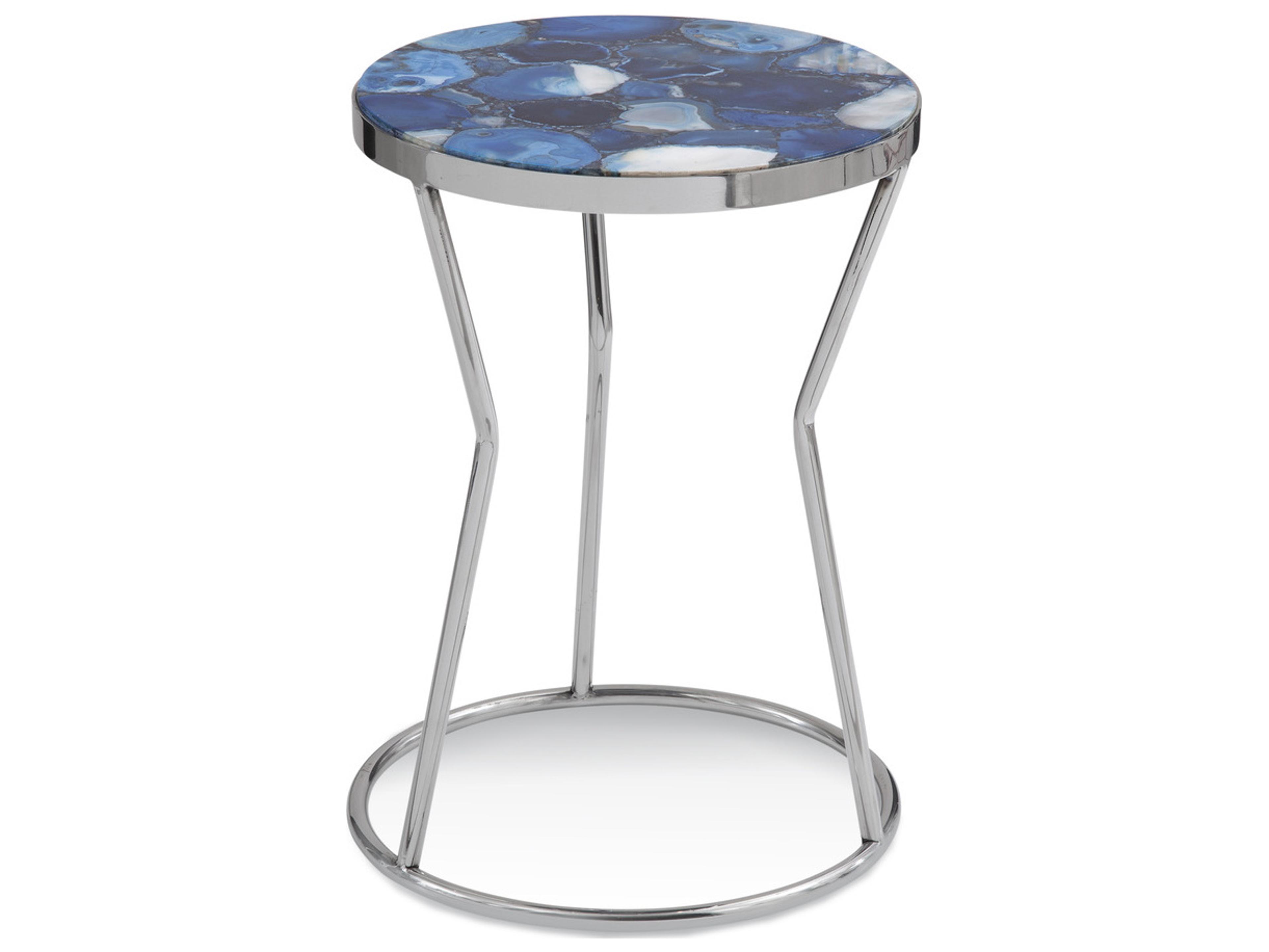 Bassett Mirror Lauer Round Stone Stainless Agate End Table