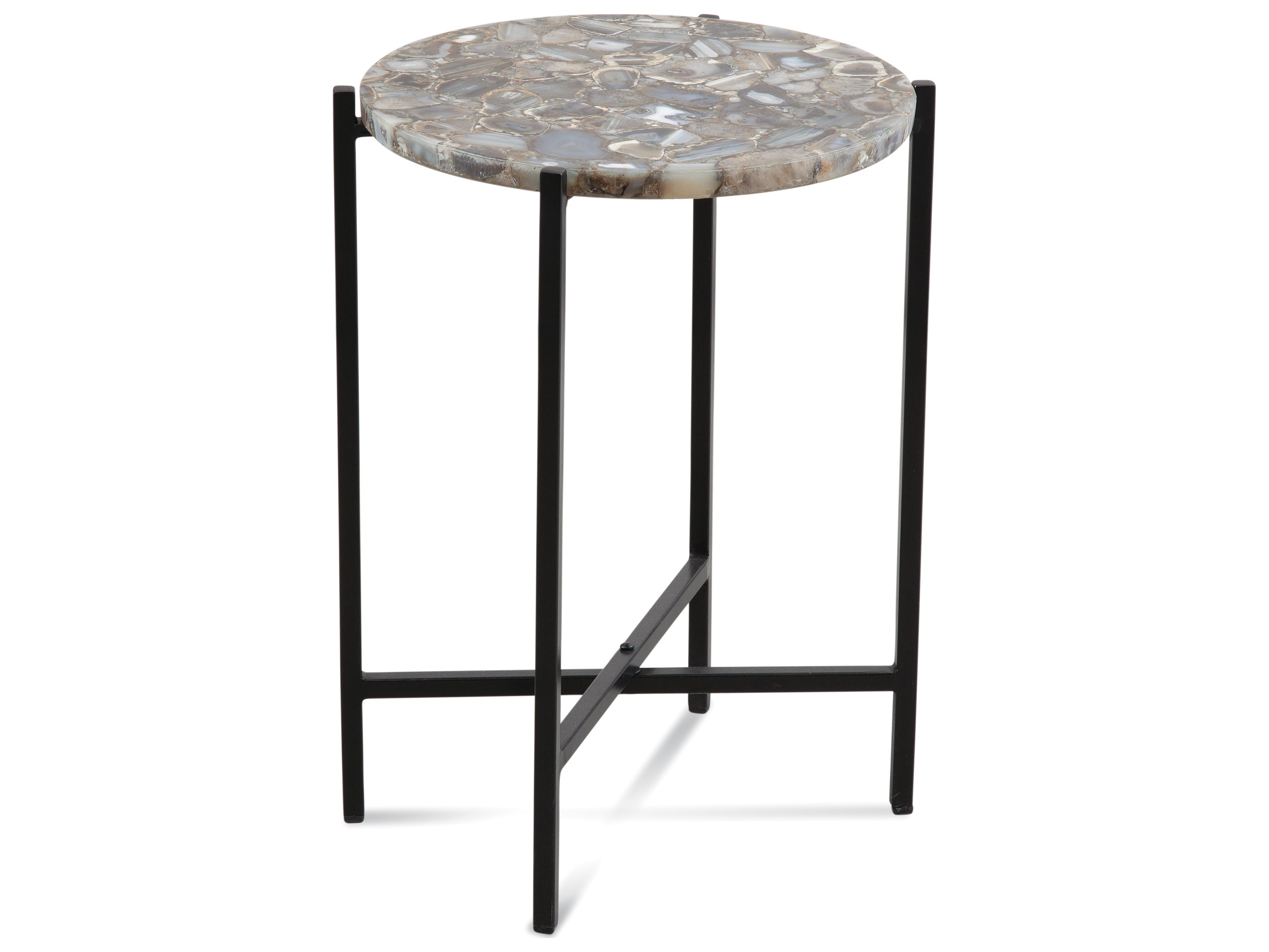 Bassett Mirror Cicco Round Stone Agate Iron End Table