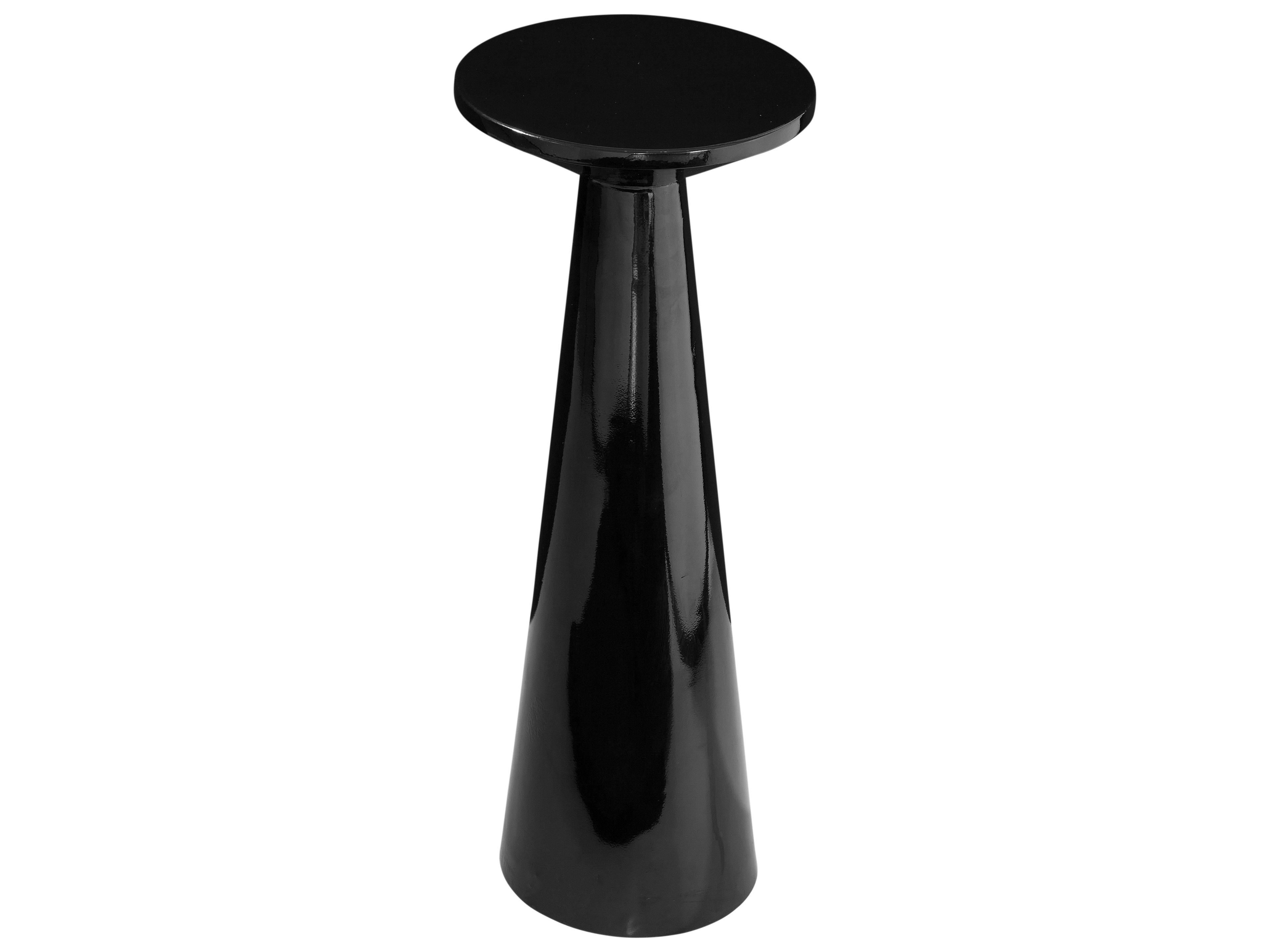 Bassett Mirror Yorick 9" Round Metal Polished Black End Table