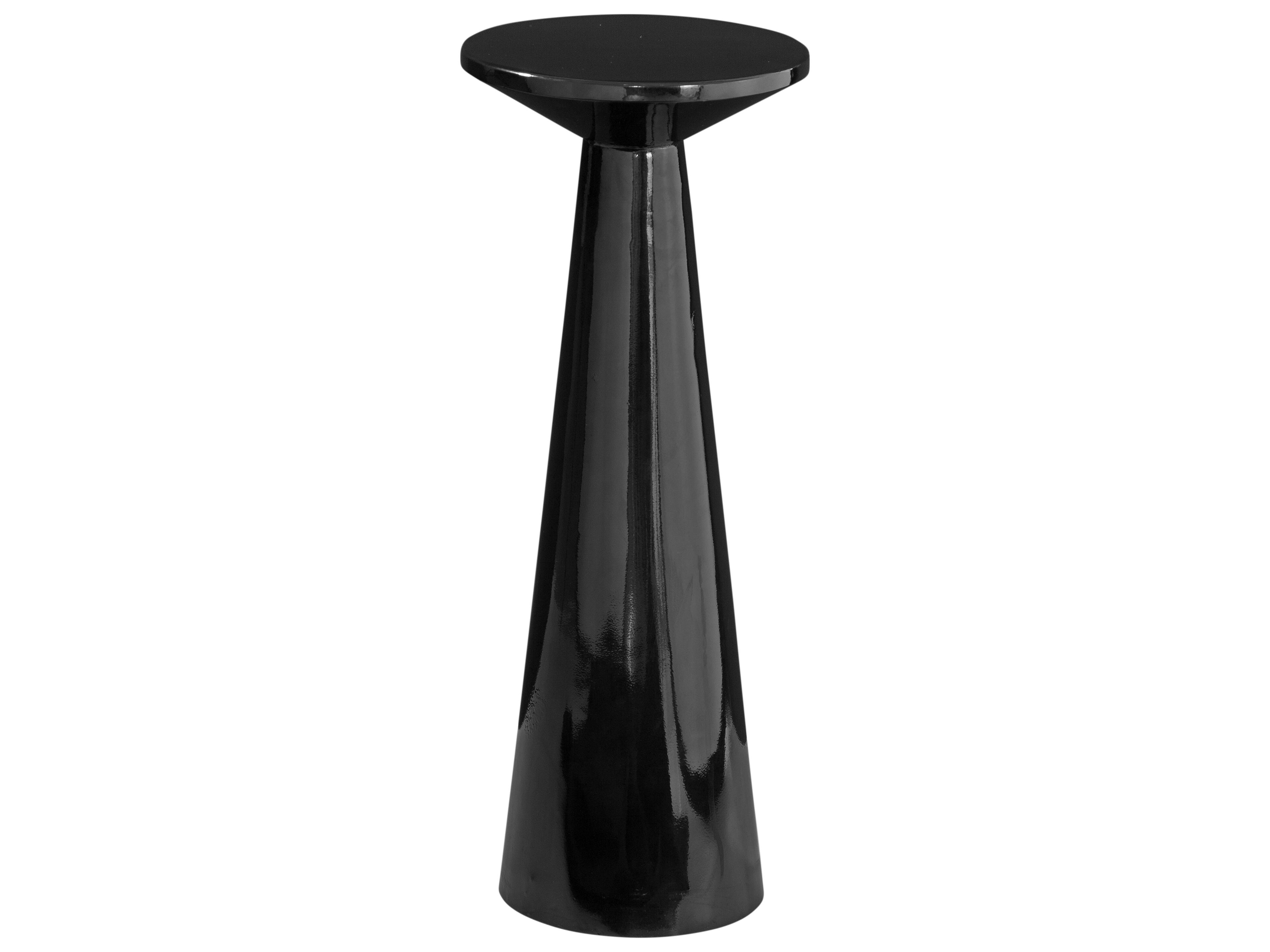 Bassett Mirror Yorick 9" Round Metal Polished Black End Table