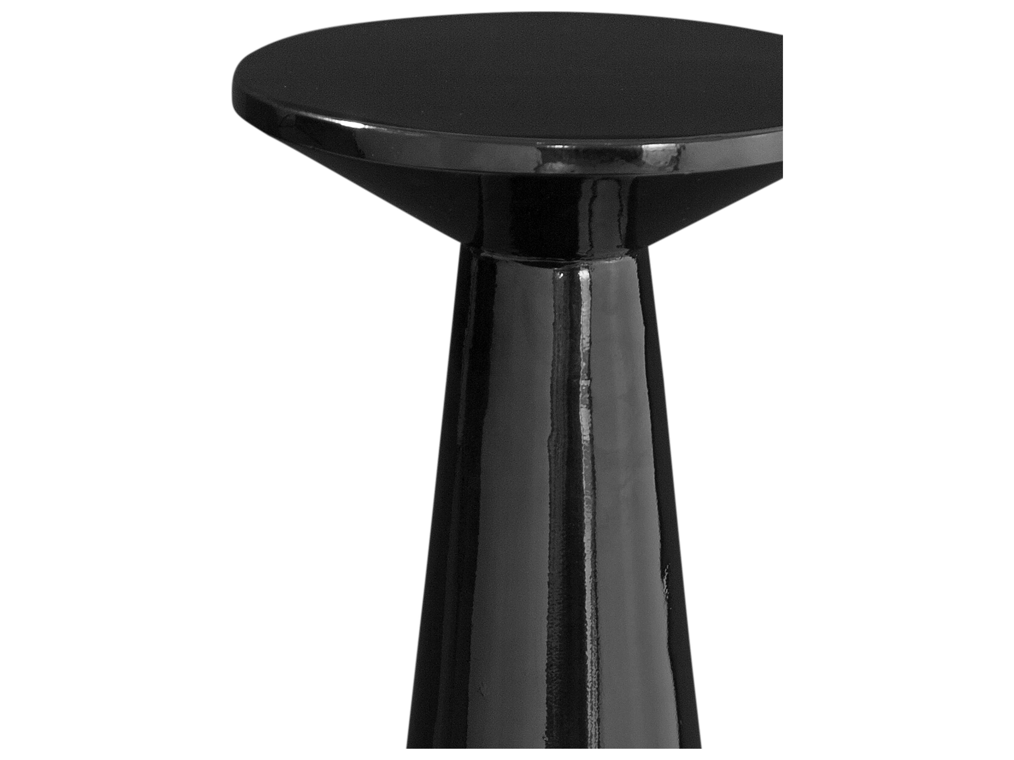 Bassett Mirror Yorick 9" Round Metal Polished Black End Table