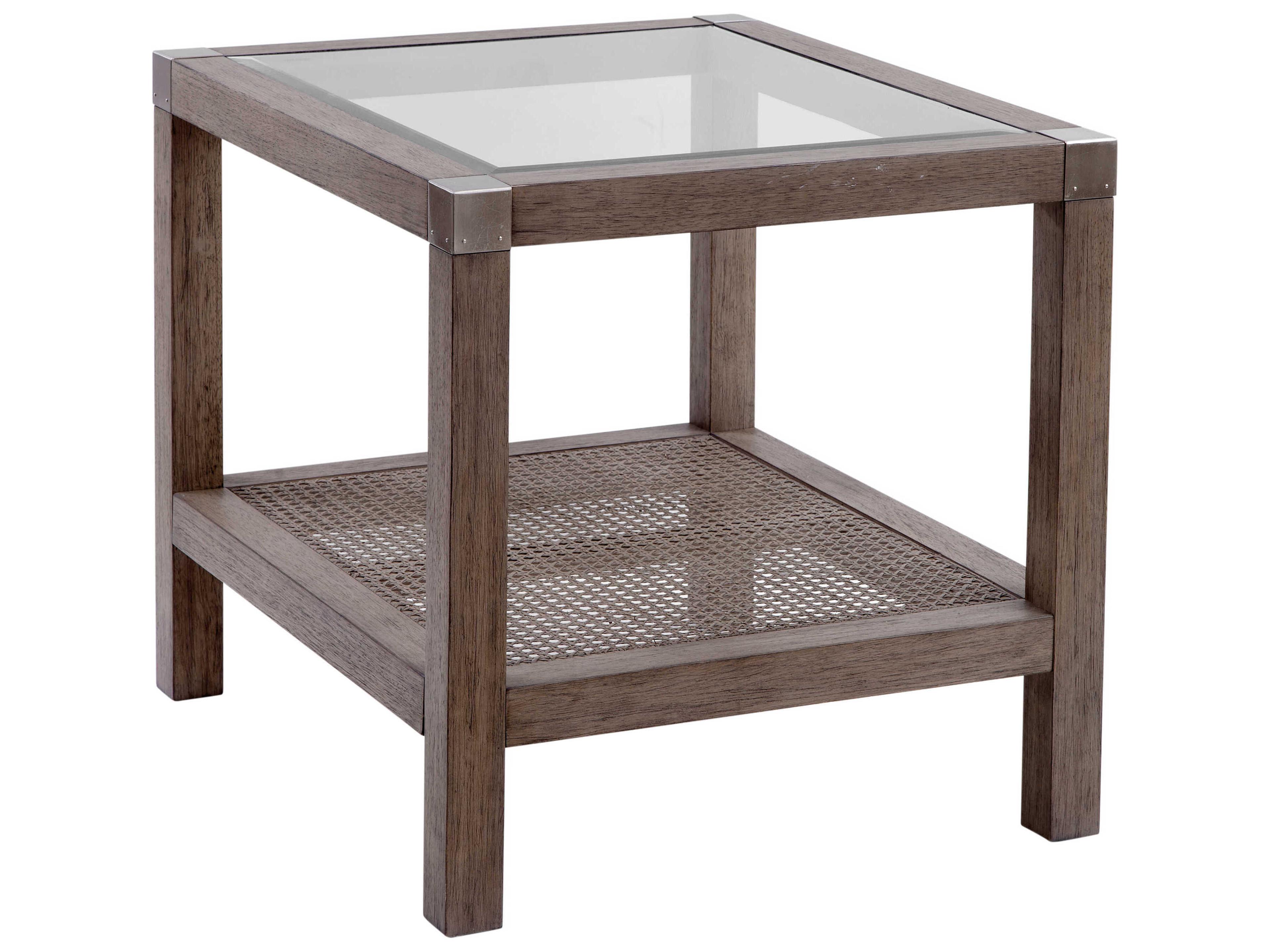 Calum Rectangular Glass Brown End Table