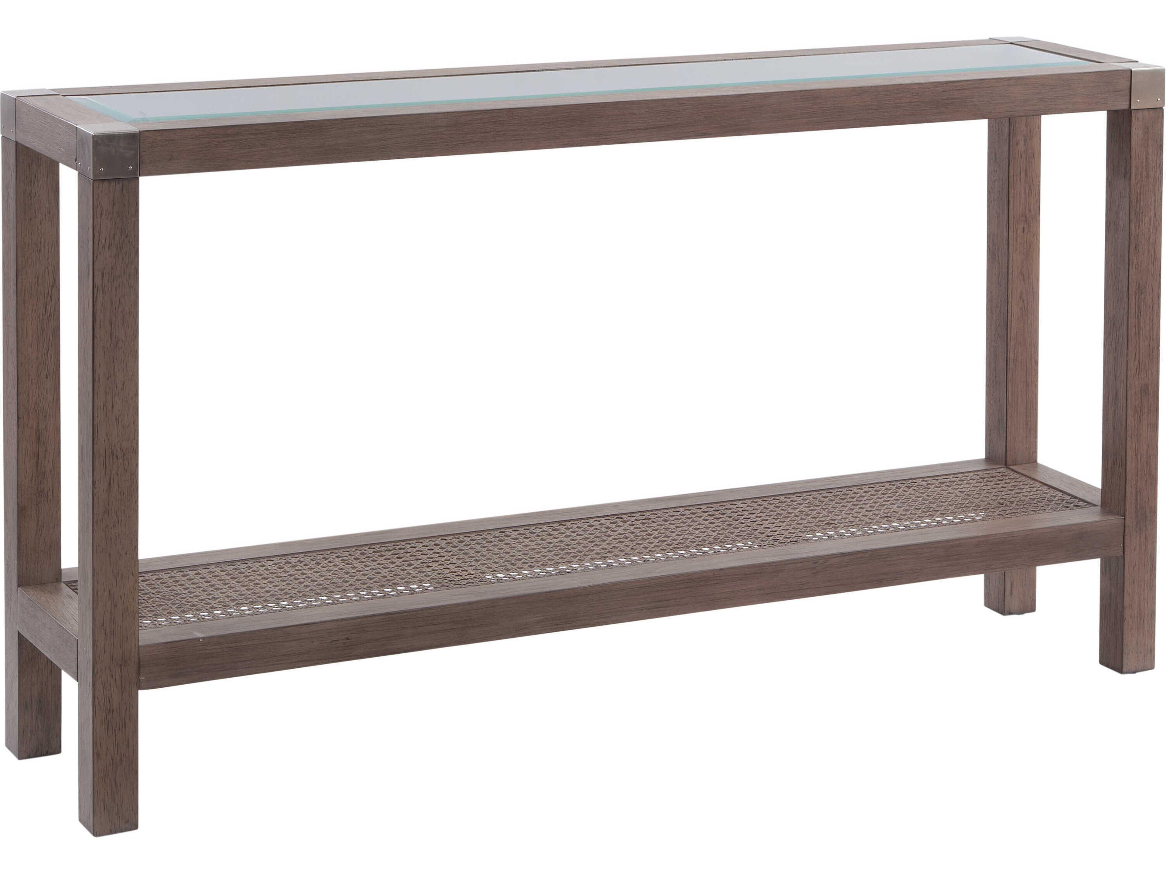 Calum Rectangular Glass Gray Console Table