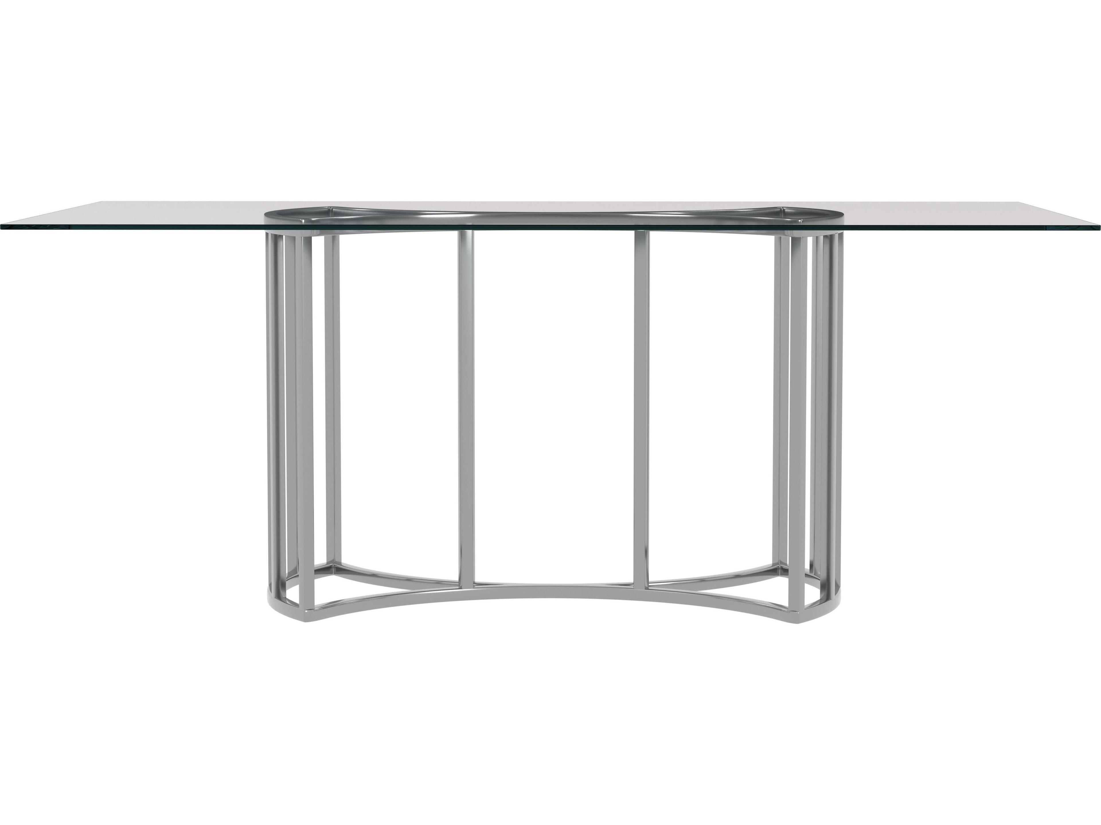 Sophia Rectangular Chrome Plated Glass Dining Table