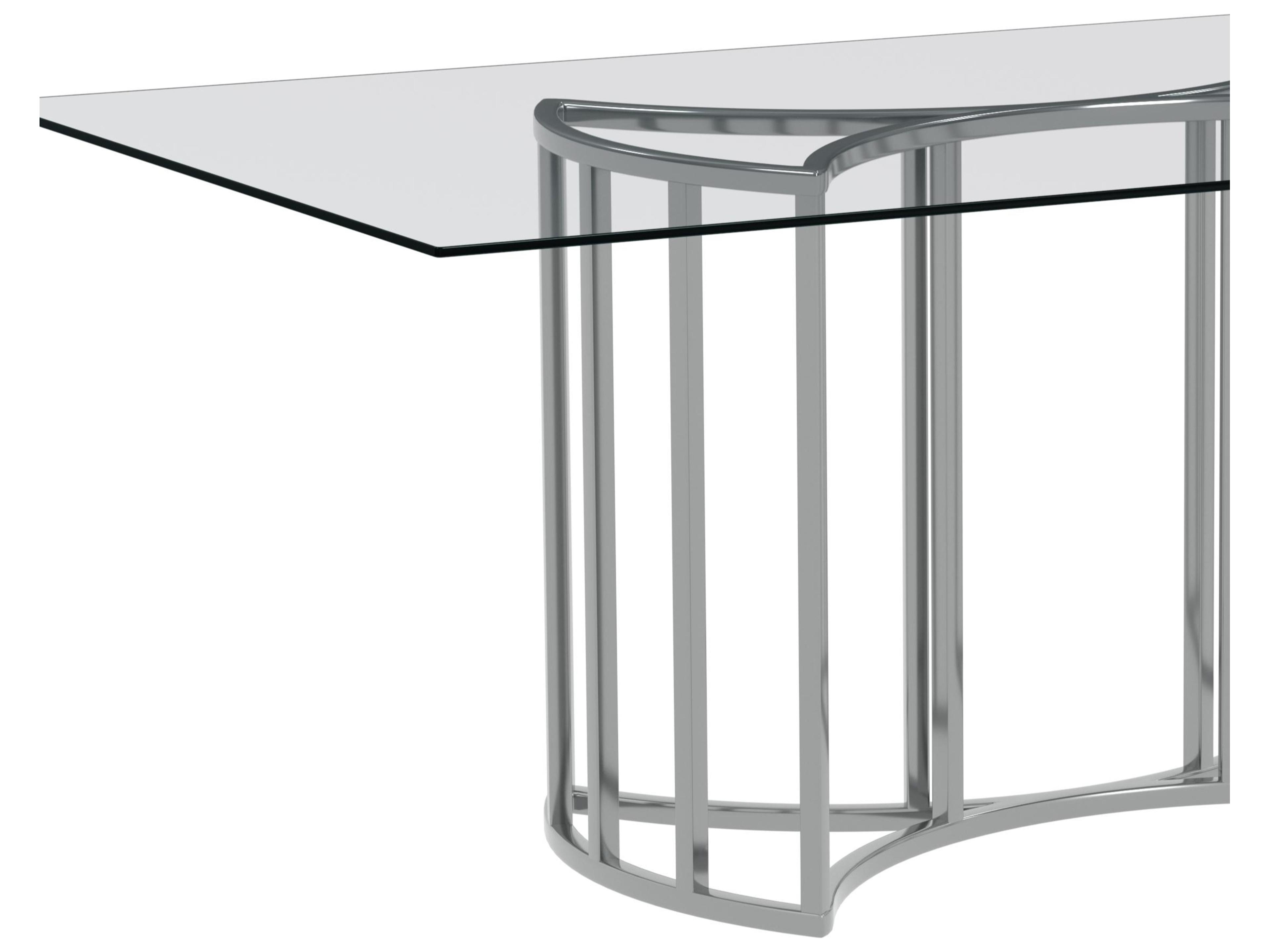 Bassett Mirror Sophia Rectangular Chrome Plated Glass Dining Table