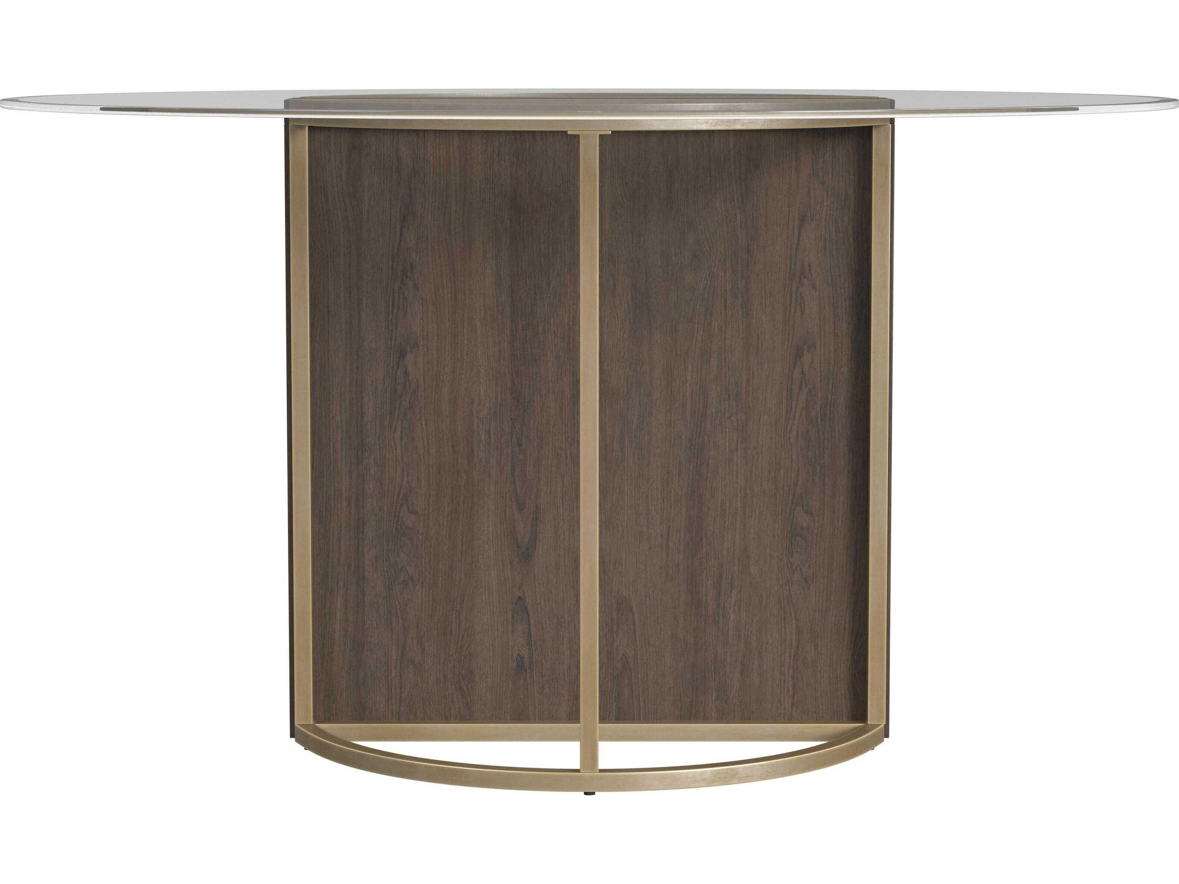 Bassett Mirror Stefan Round Glass Chalk Grey champagne Gold Dining Table