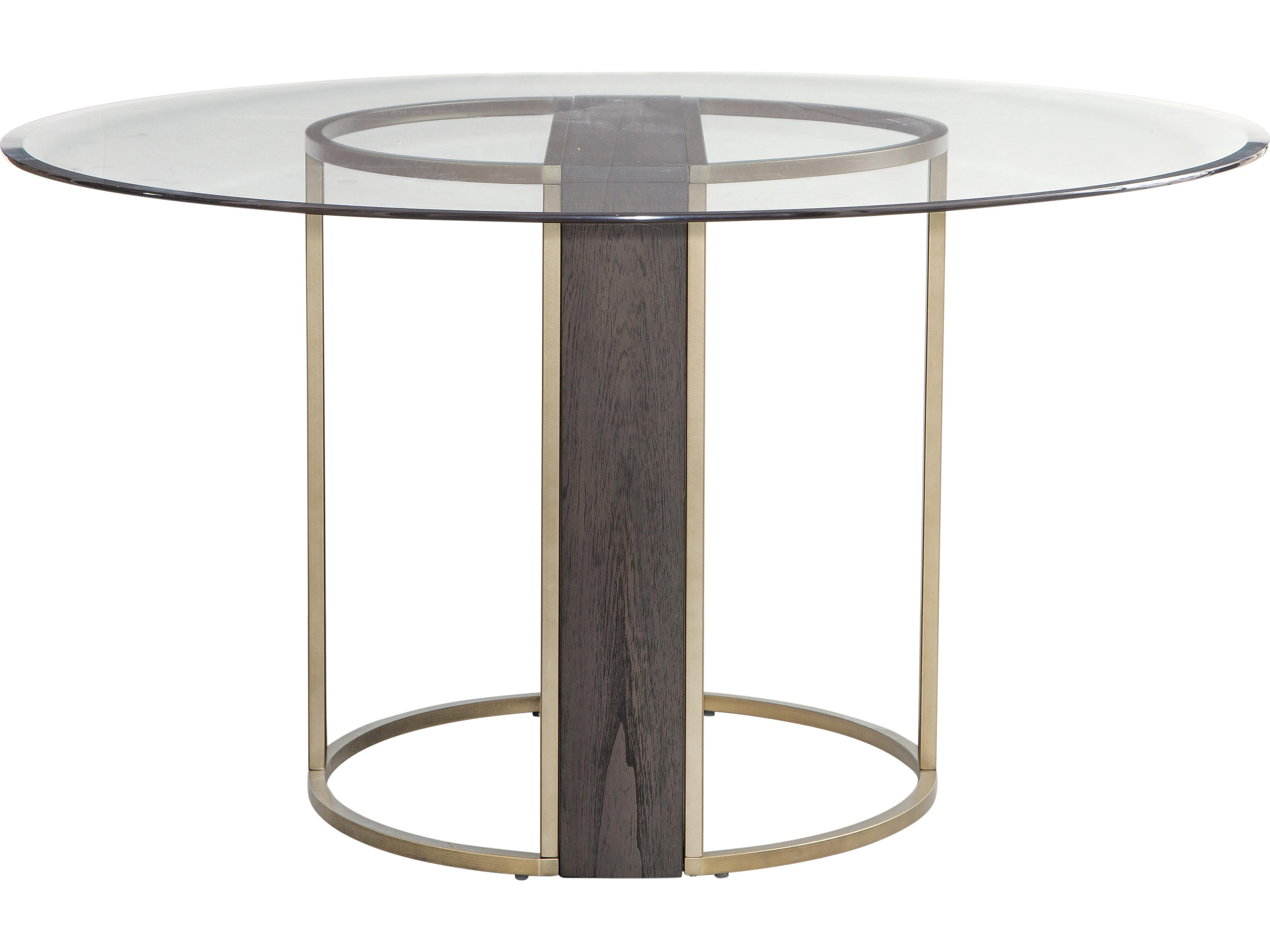 Bassett Mirror Stefan Round Glass Chalk Grey champagne Gold Dining Table