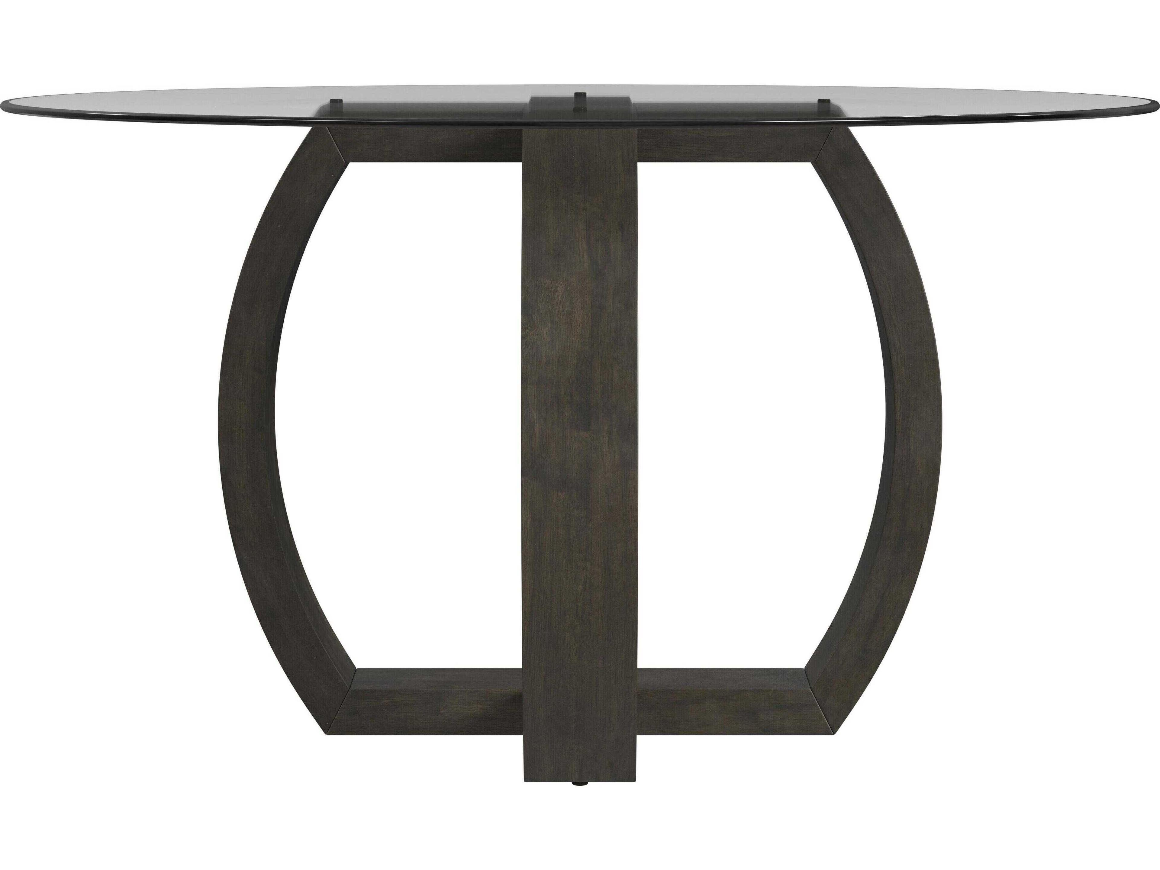 Bassett Mirror Kellan Round Glass Charcoal Gray Dining Table