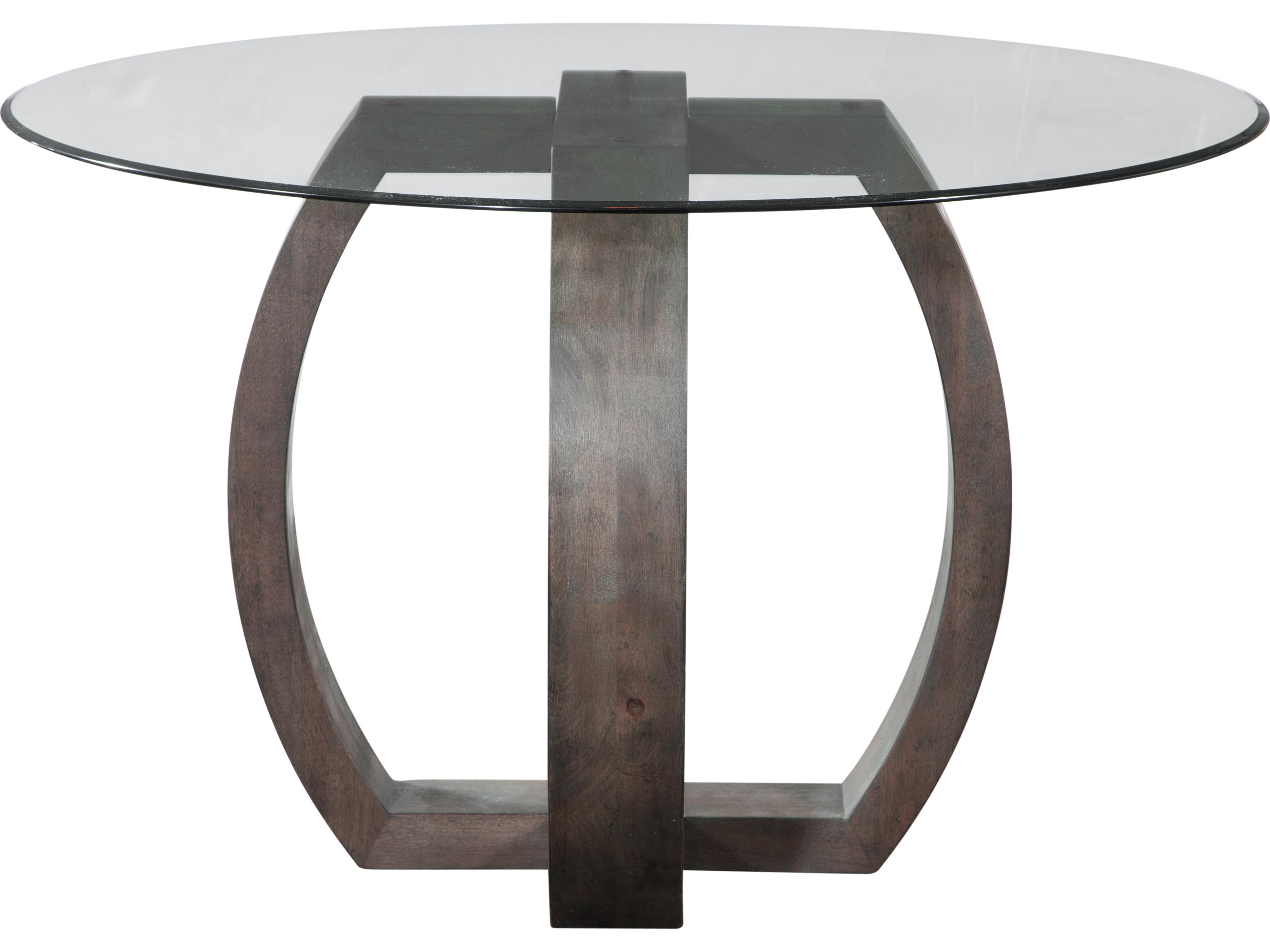 Bassett Mirror Kellan Round Glass Charcoal Gray Dining Table