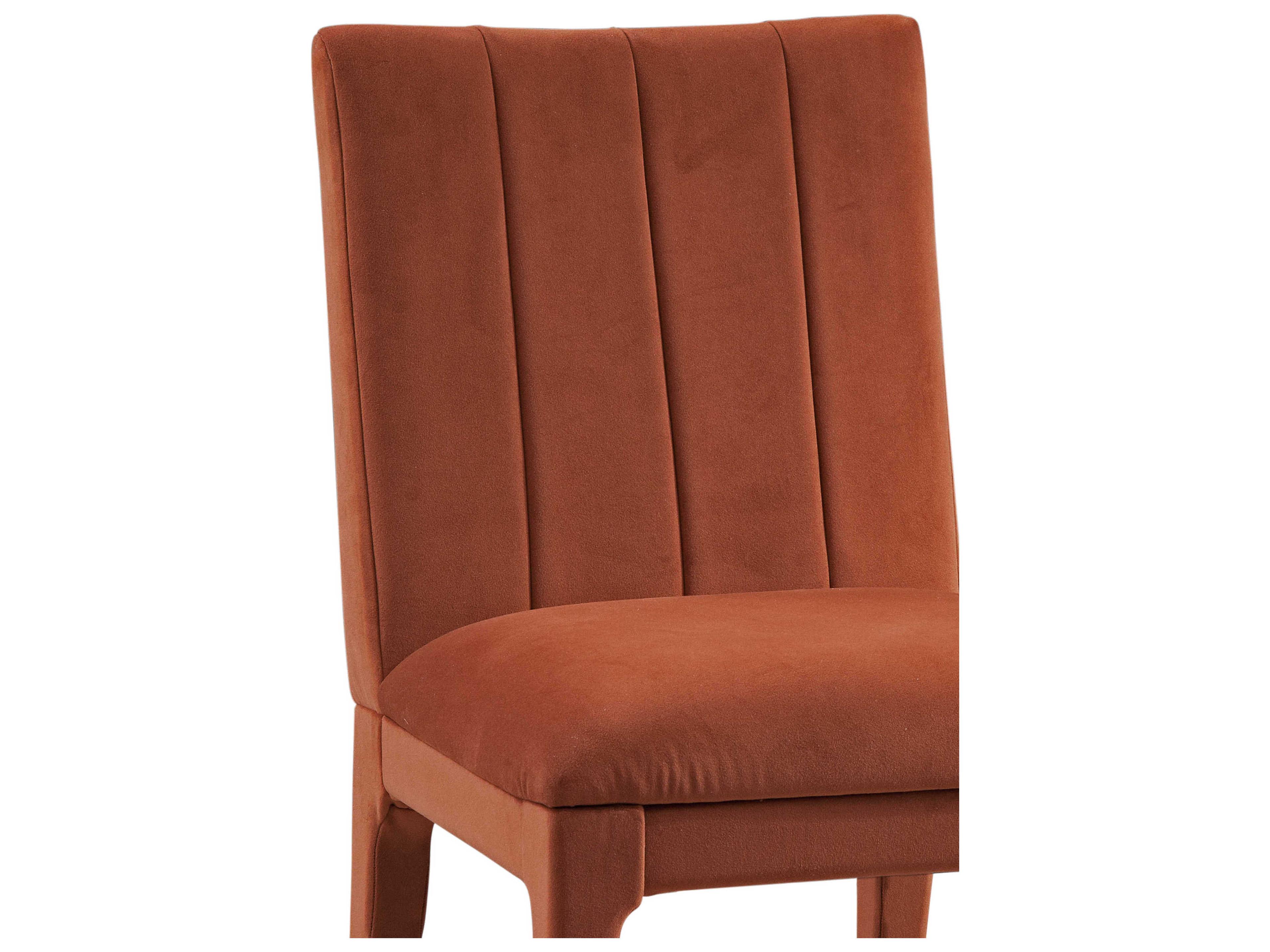 Bassett Mirror Brianne Hardwood Orange Upholstered Side Dining Chair Set of 2