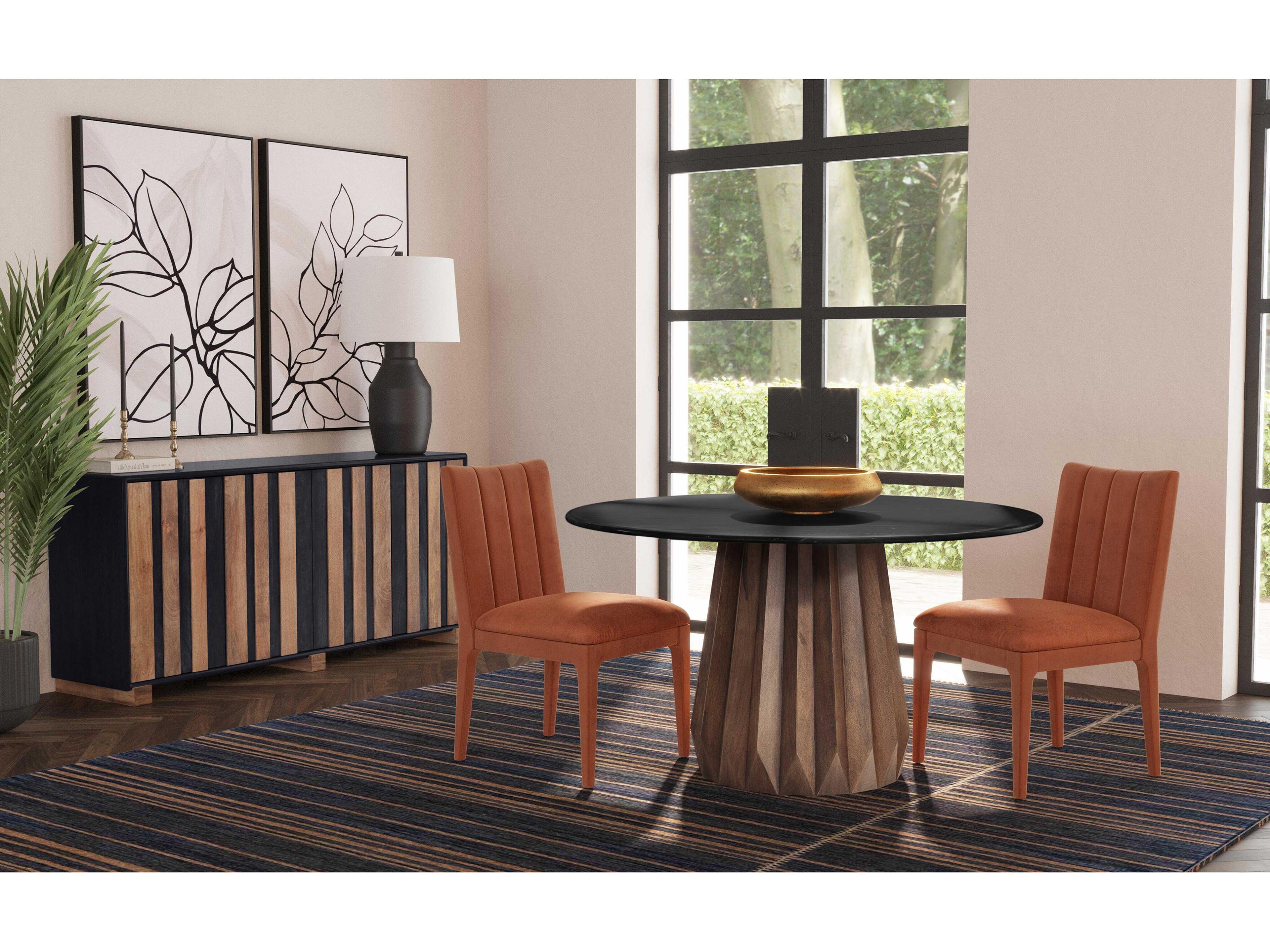 Bassett Mirror Brianne Hardwood Orange Upholstered Side Dining Chair Set of 2