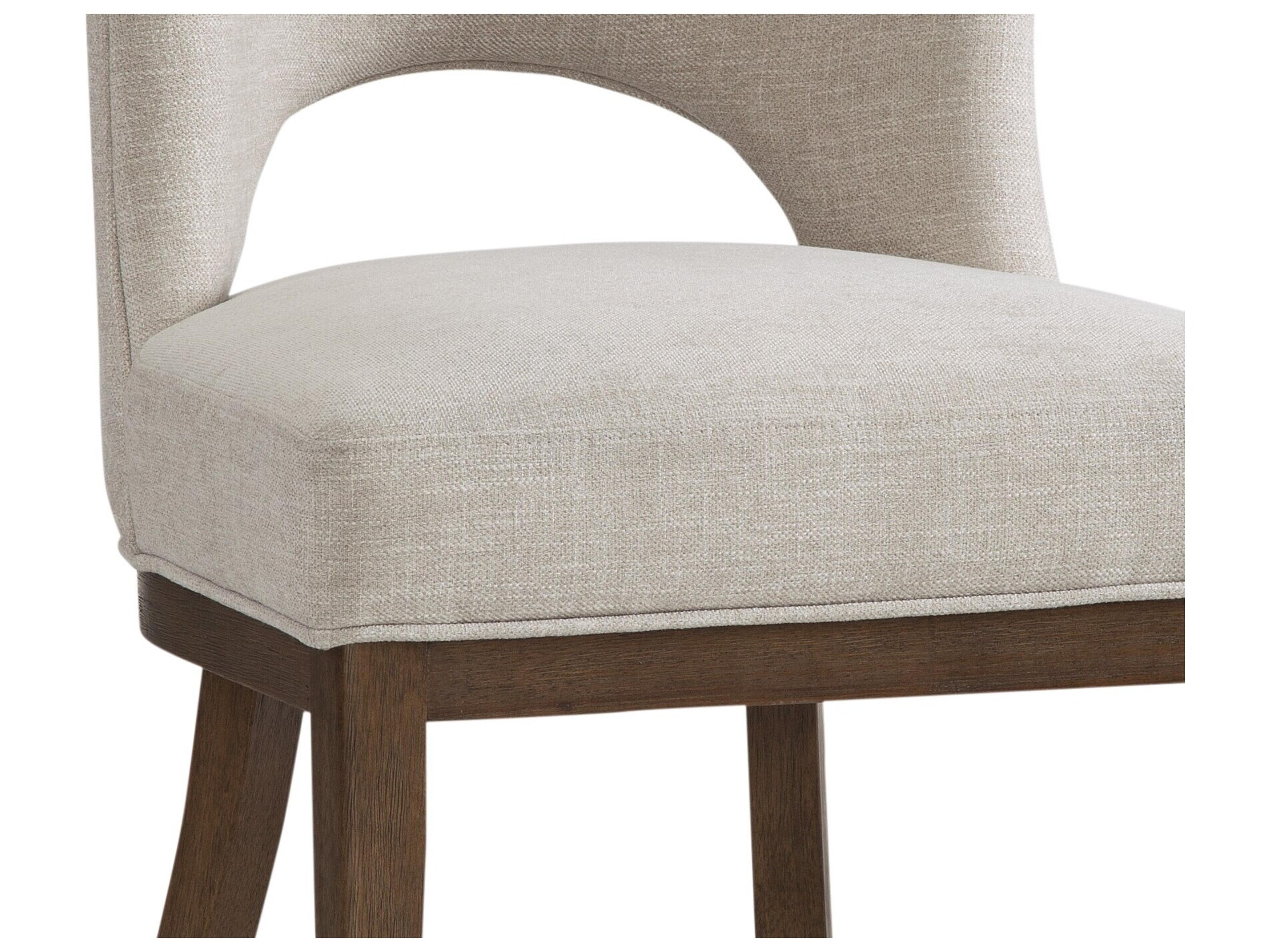 Bassett Mirror Trevino Rubberwood Beige Upholstered Side Dining Chair Set of 2