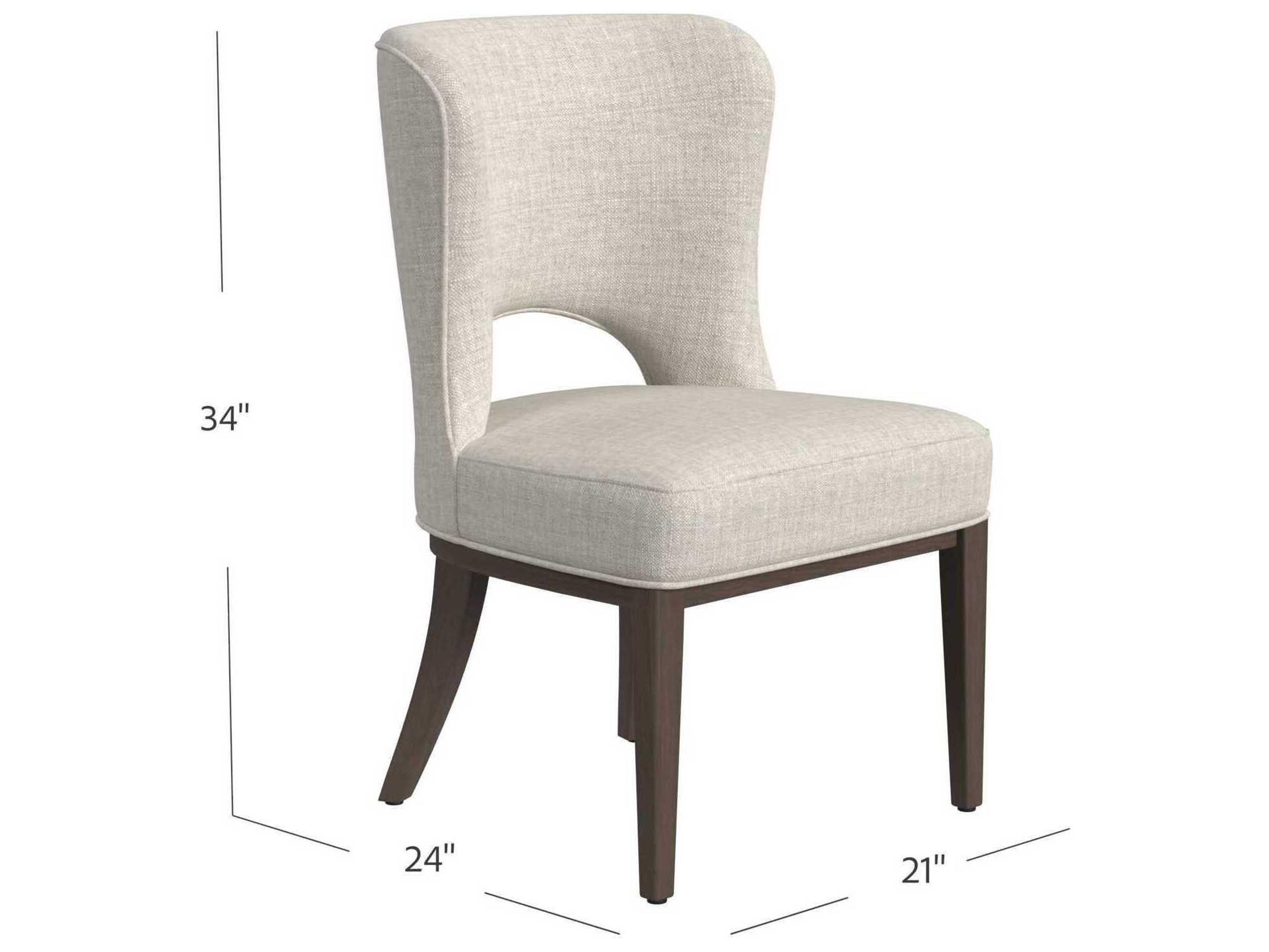 Bassett Mirror Trevino Rubberwood Beige Upholstered Side Dining Chair Set of 2