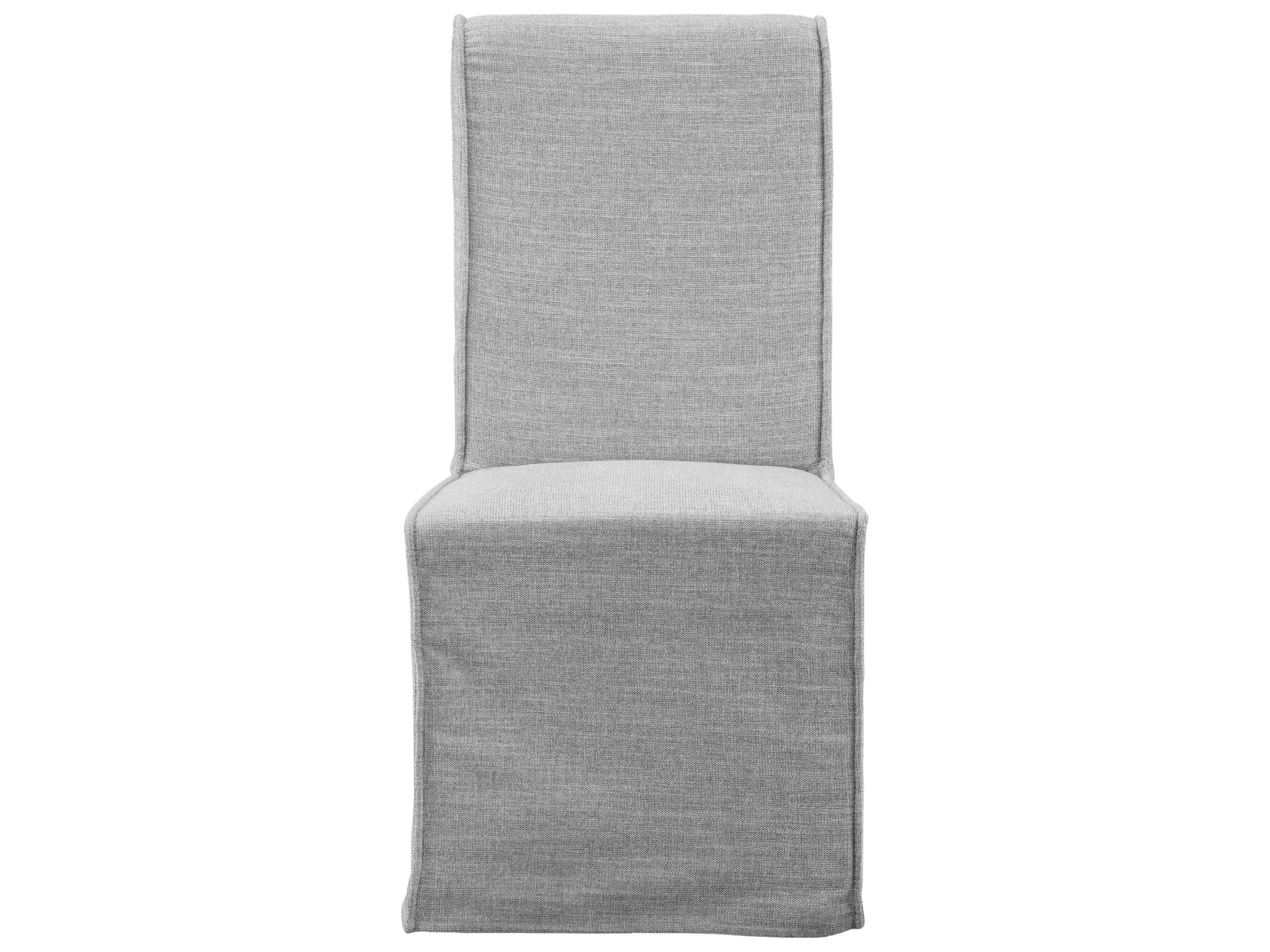 Bassett Mirror Mackie Fabric Rubberwood Gray Upholstered Side Dining Chair Set of 2