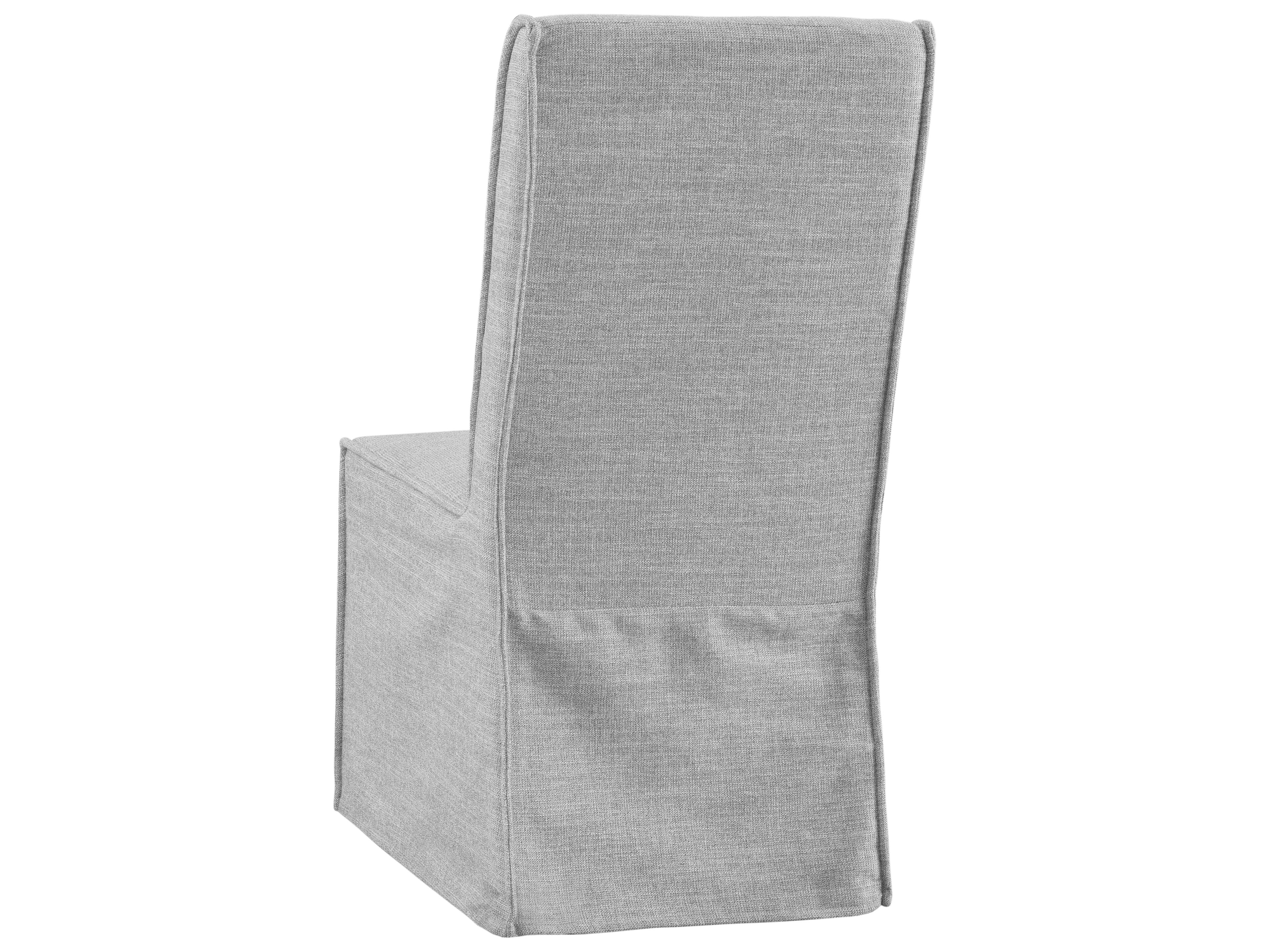 Bassett Mirror Mackie Fabric Rubberwood Gray Upholstered Side Dining Chair Set of 2