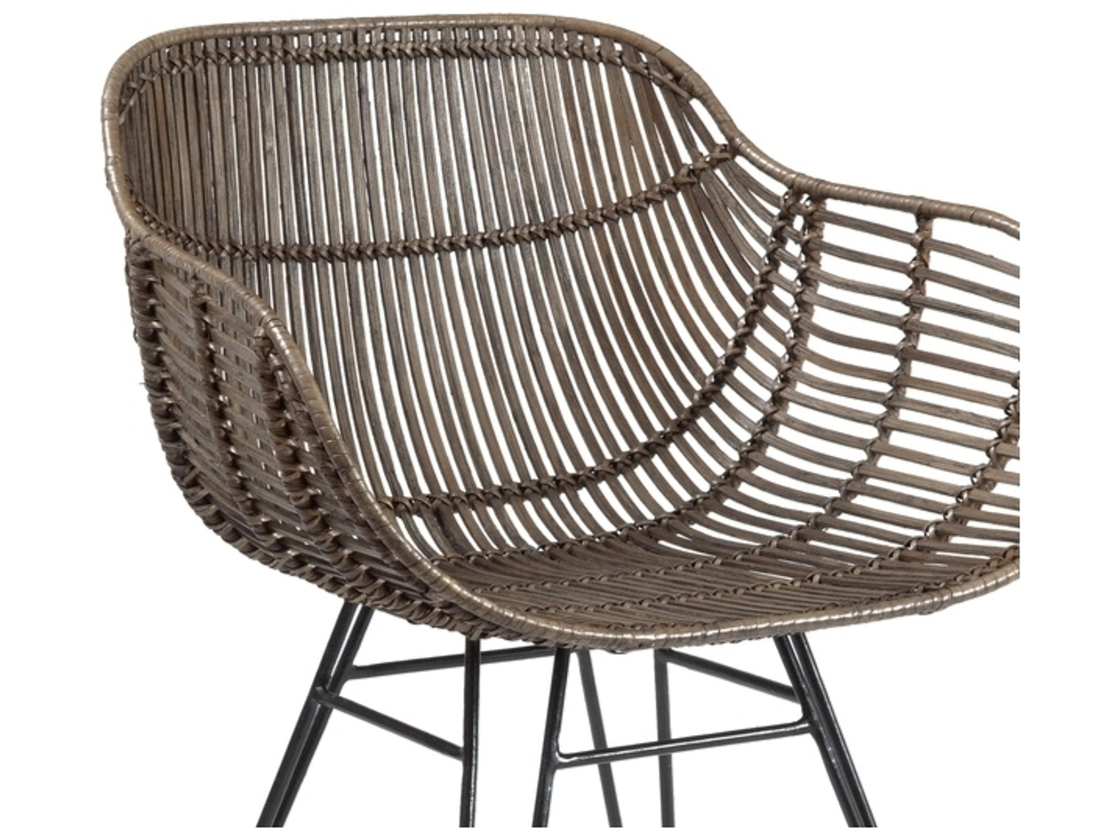 Bassett Mirror Ryanne Rattan Brown Arm Dining Chair