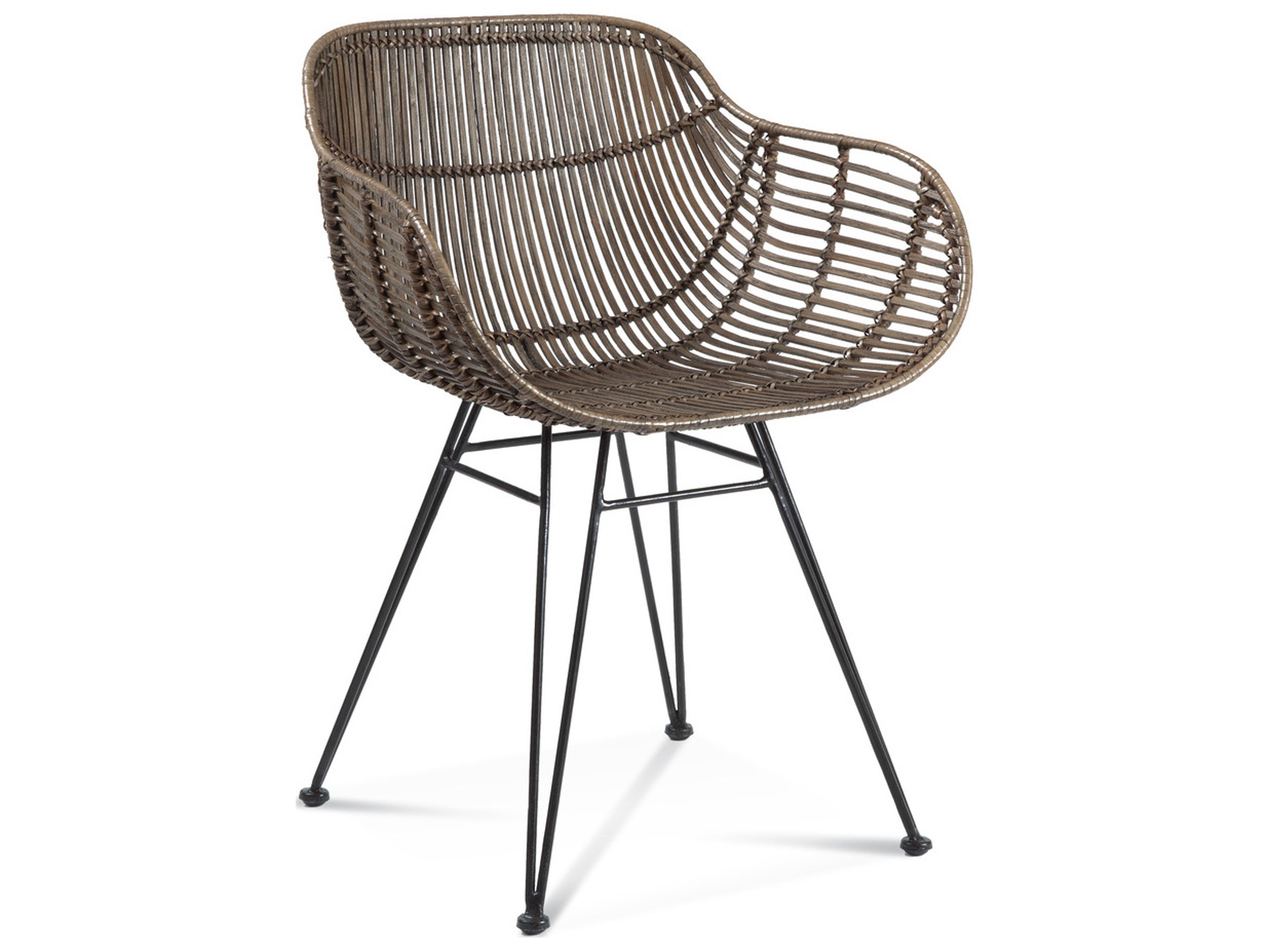 Bassett Mirror Ryanne Rattan Brown Arm Dining Chair