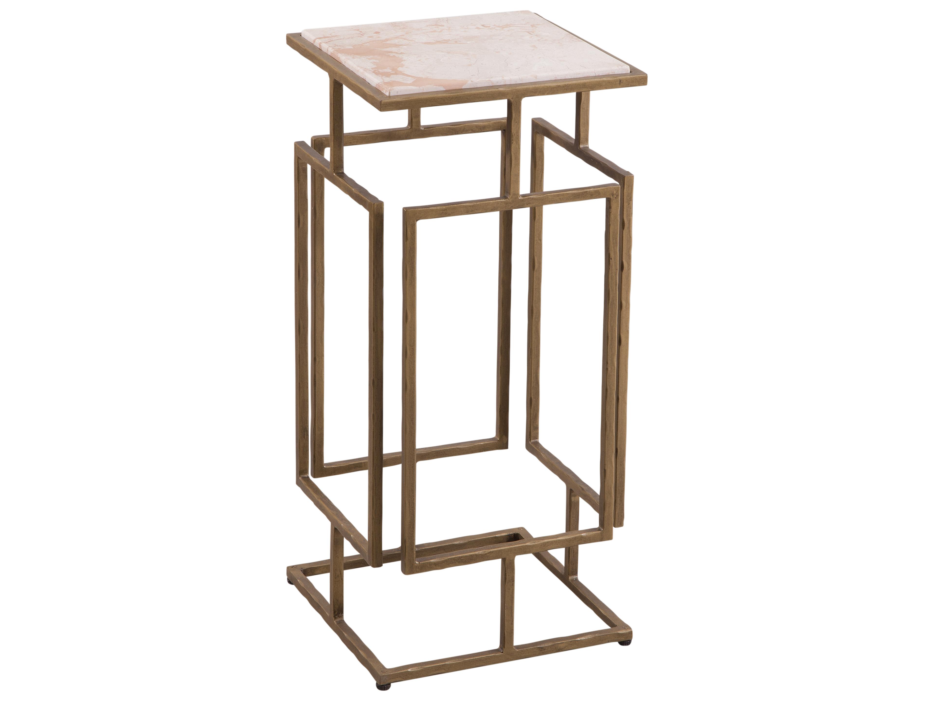 Audrey Square Antique Brass And Italian Marble End Table