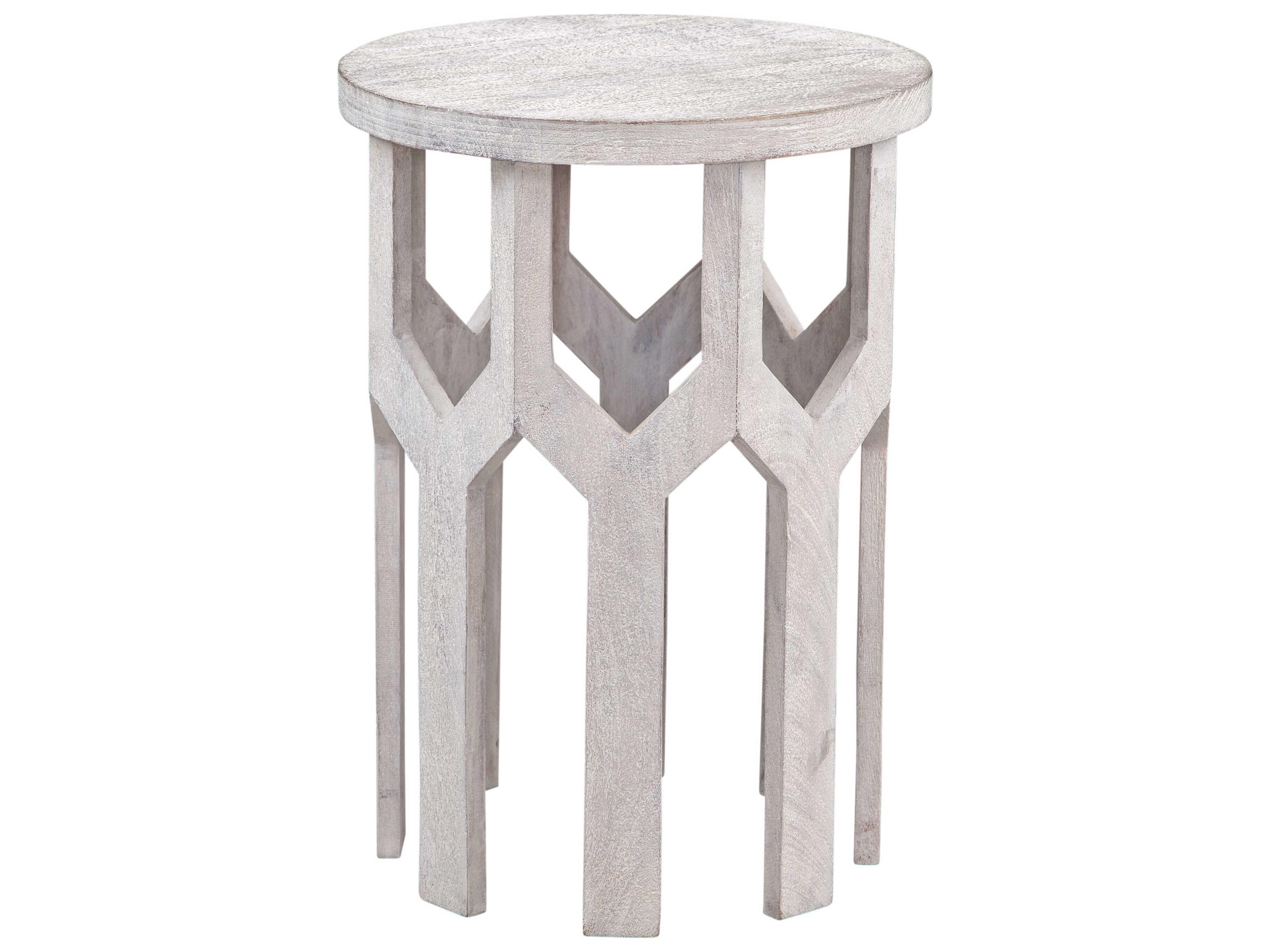 Lloyd Round Wood White End Table