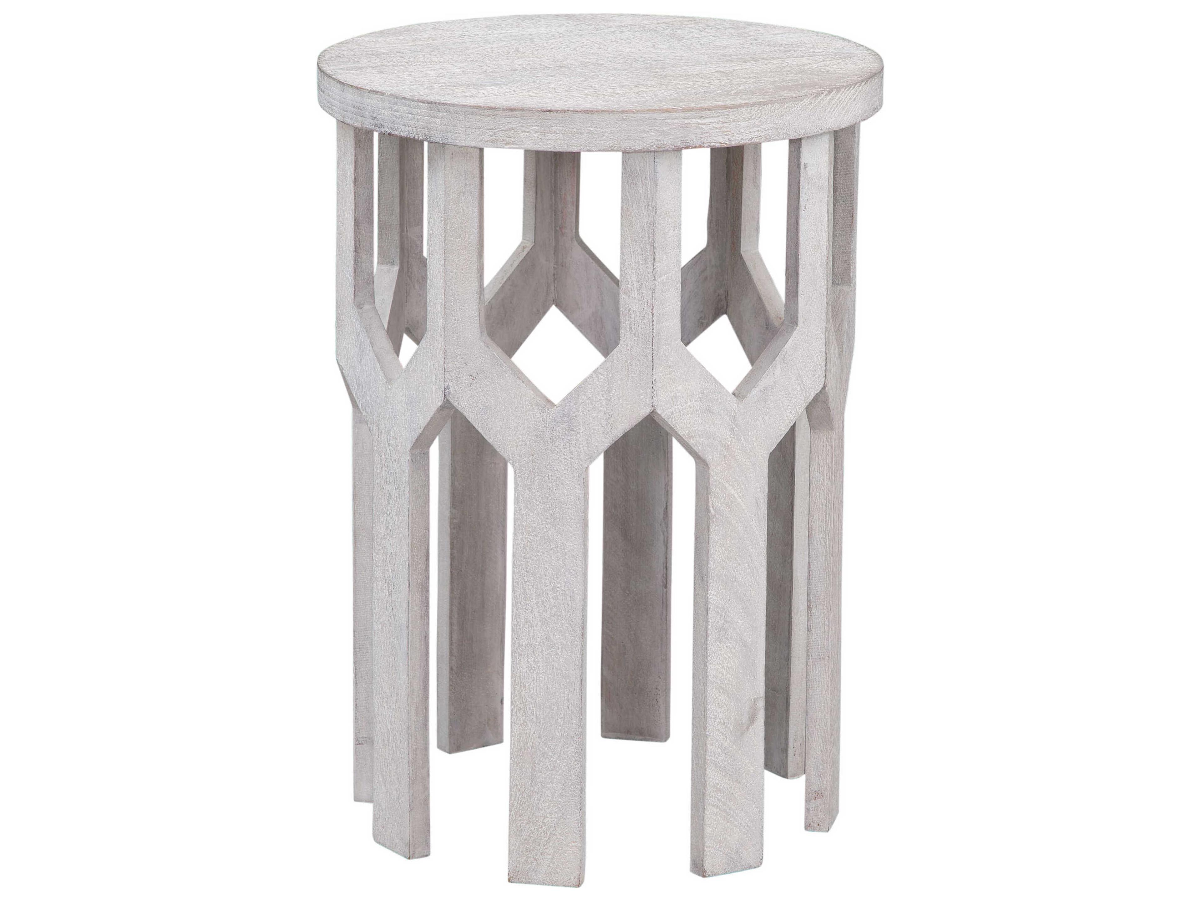Bassett Mirror Lloyd Round Wood White End Table