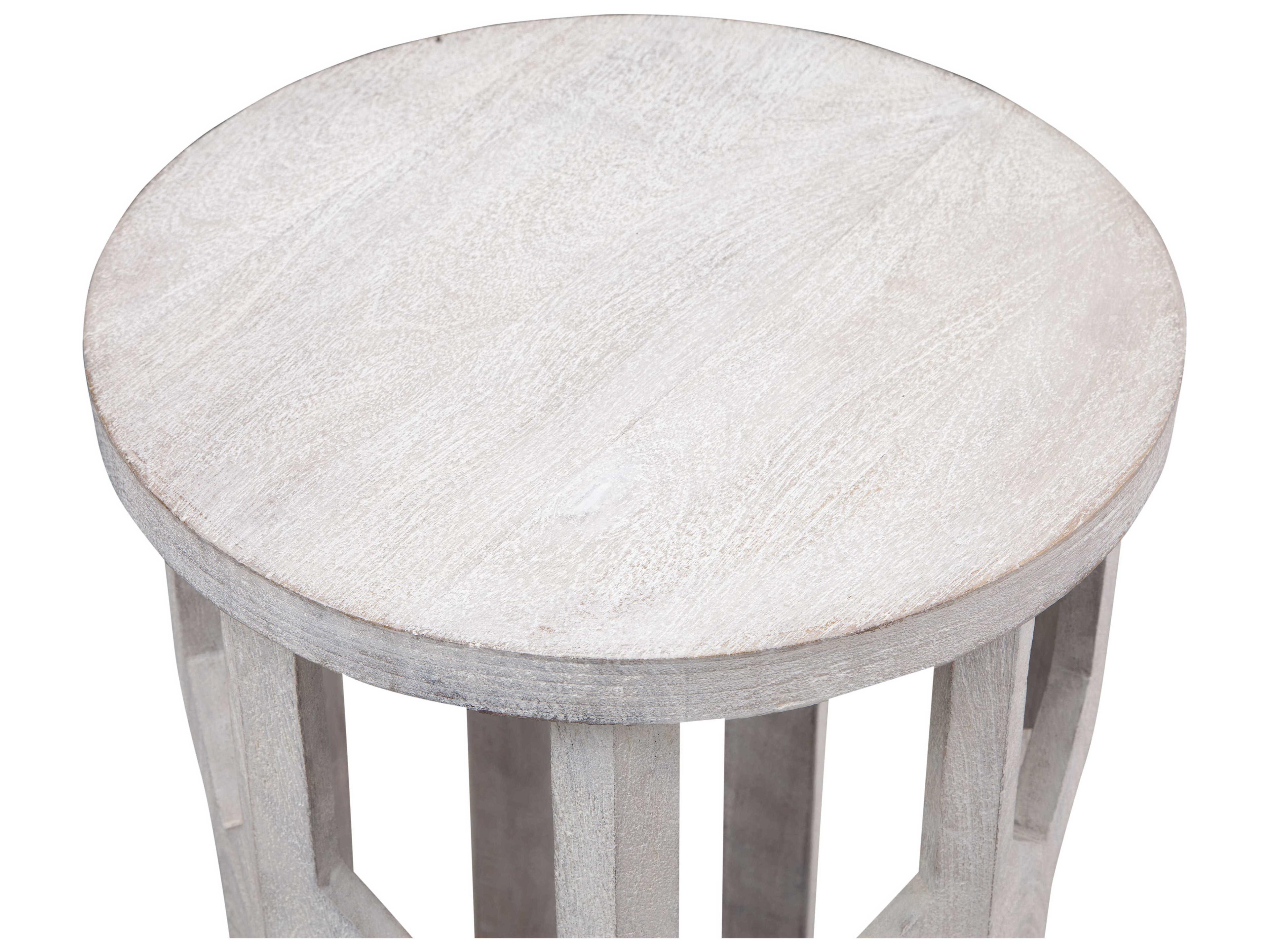 Bassett Mirror Lloyd Round Wood White End Table