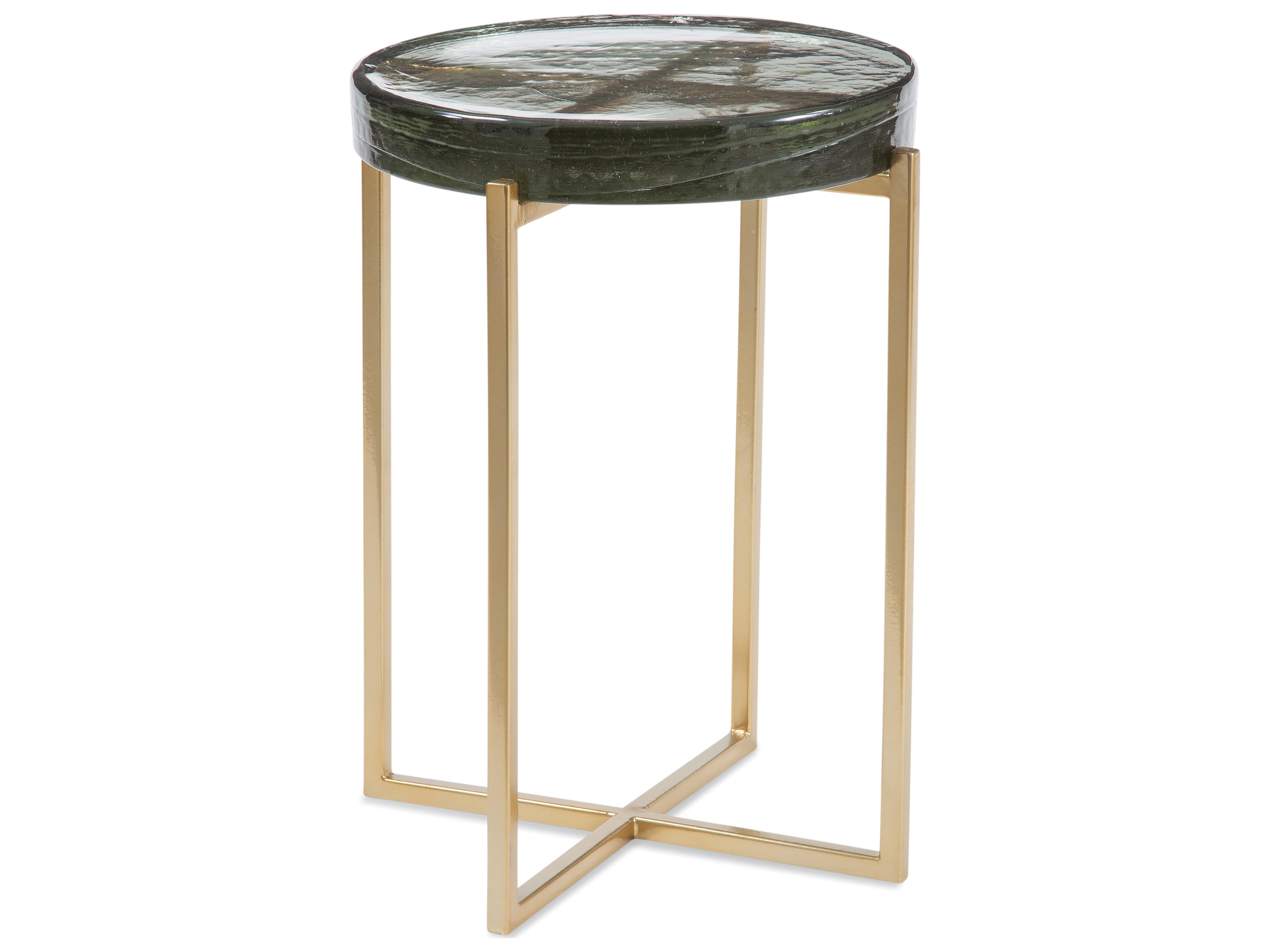 Bassett Mirror Marilee Round Gold Cast Glass End Table