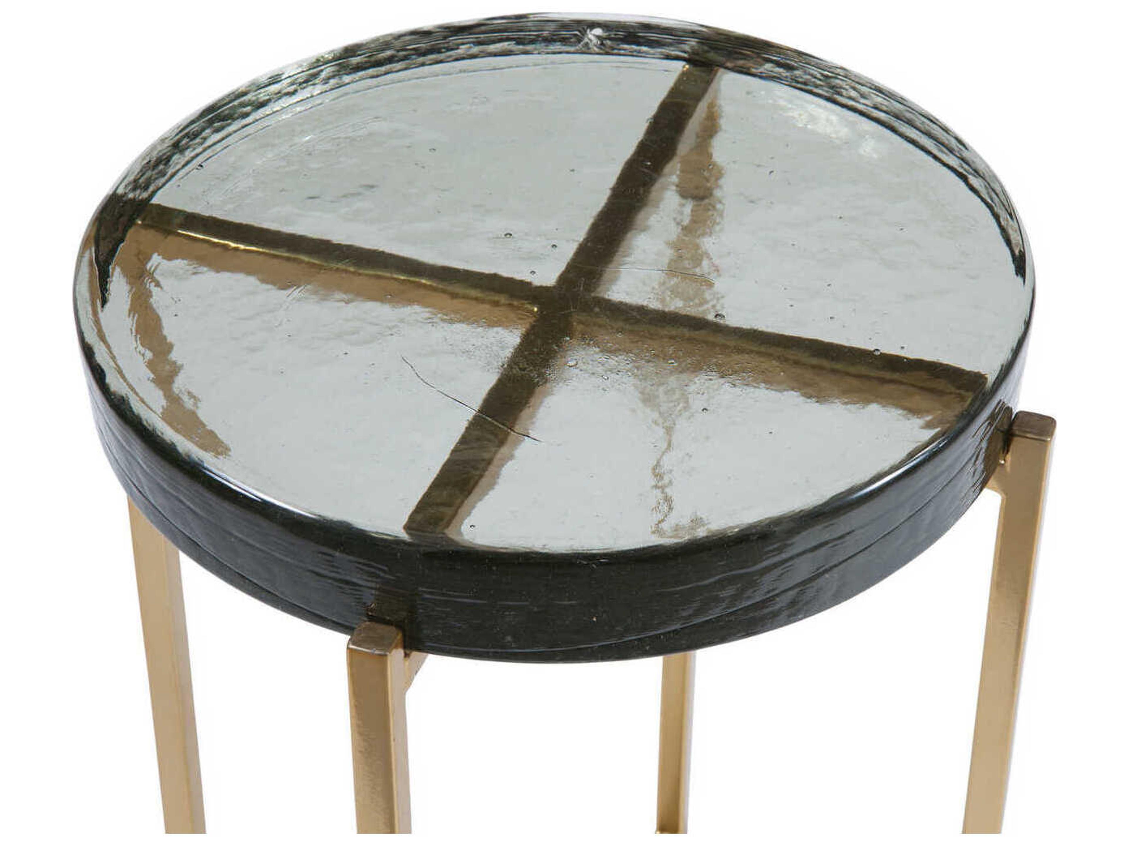 Bassett Mirror Marilee Round Gold Cast Glass End Table