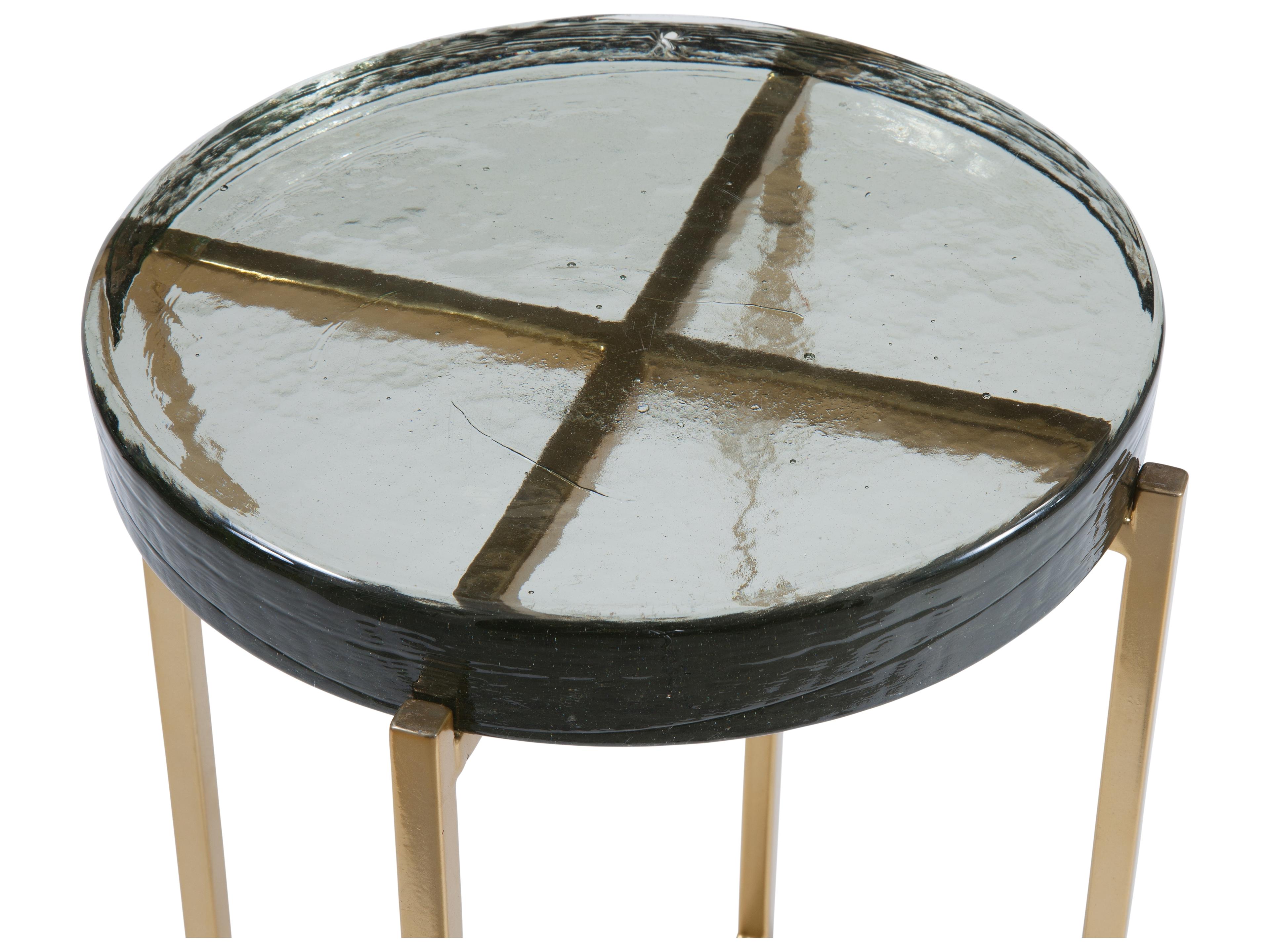 Bassett Mirror Marilee Round Gold Cast Glass End Table