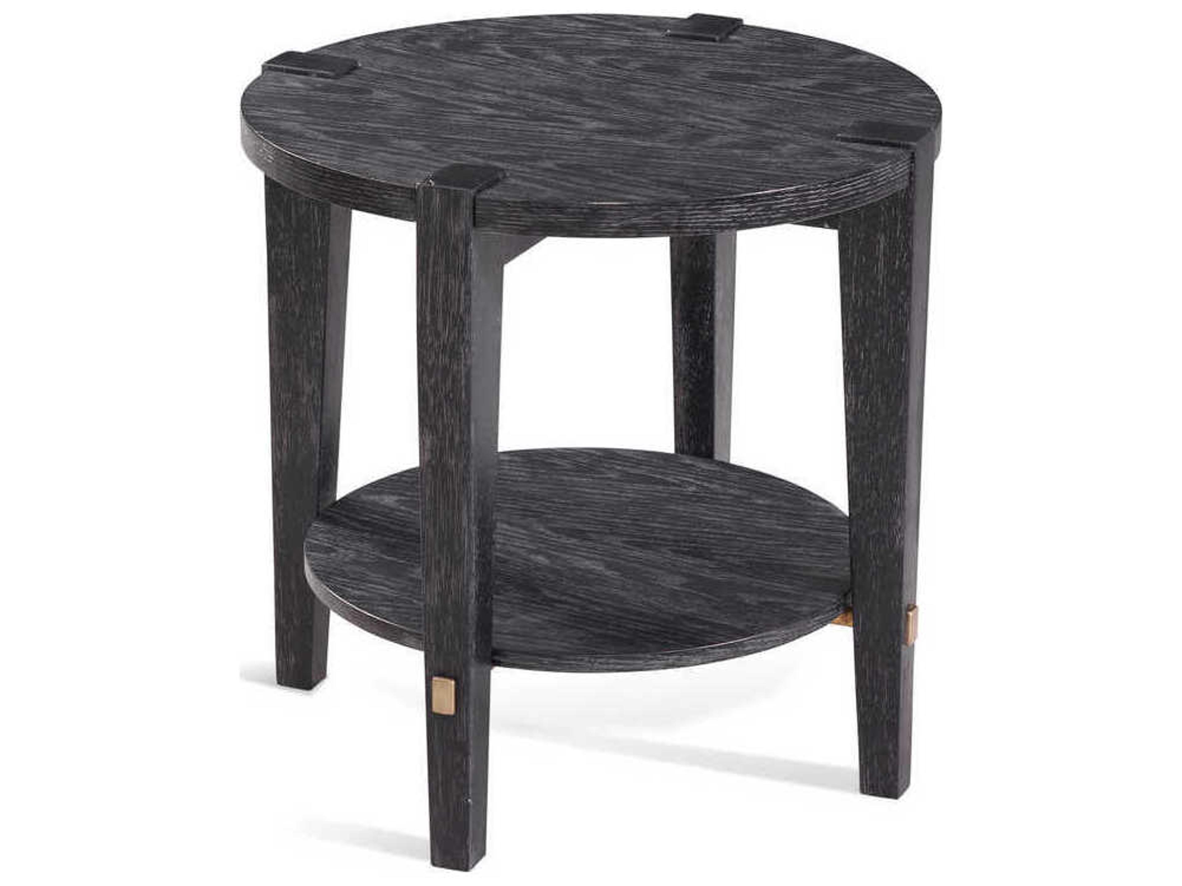 Whitfield Round Wood Black End Table