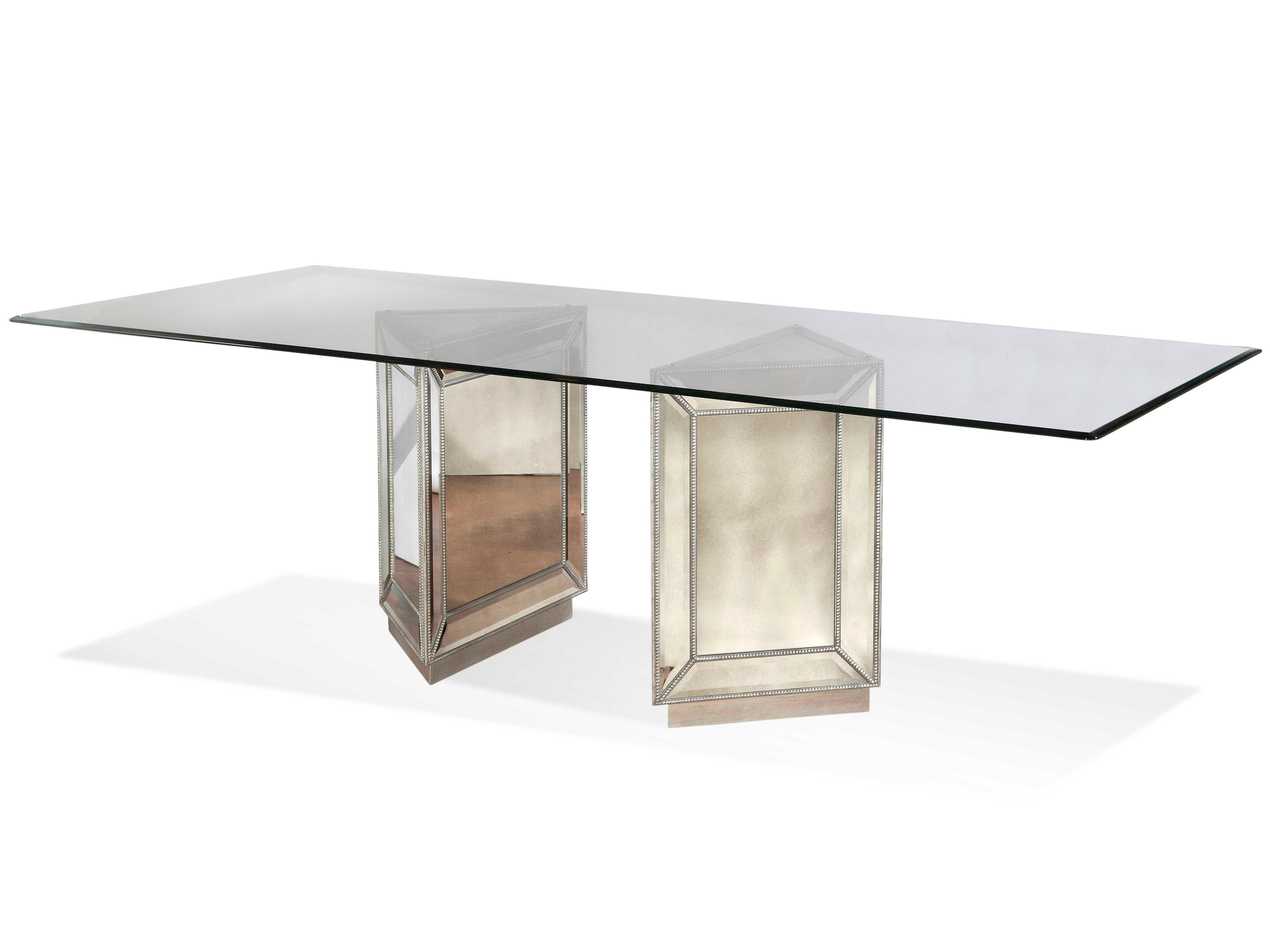 Murano Rectangular Glass Silver Leaf Dining Table