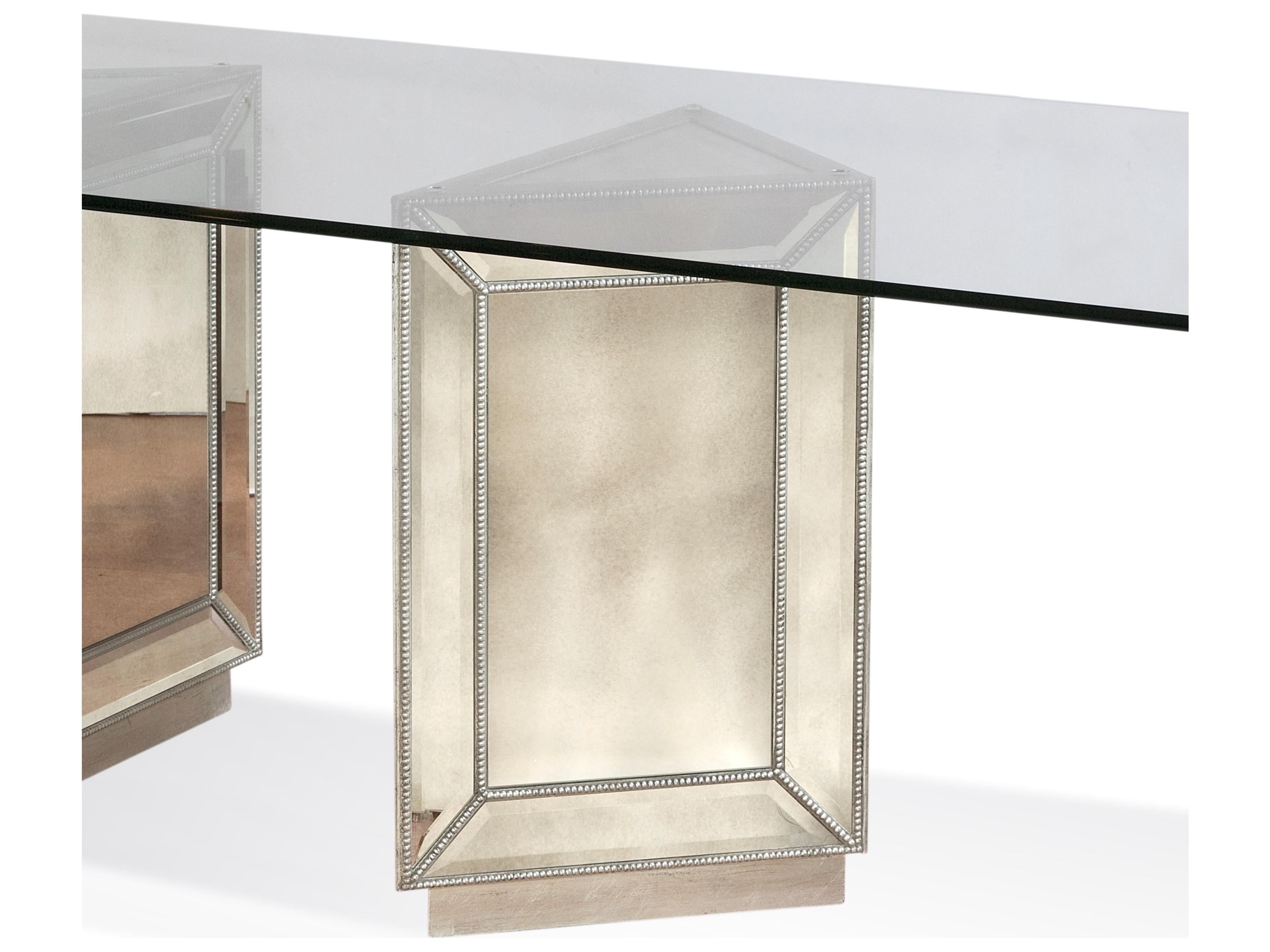 Bassett Mirror Murano Rectangular Glass Silver Leaf Dining Table