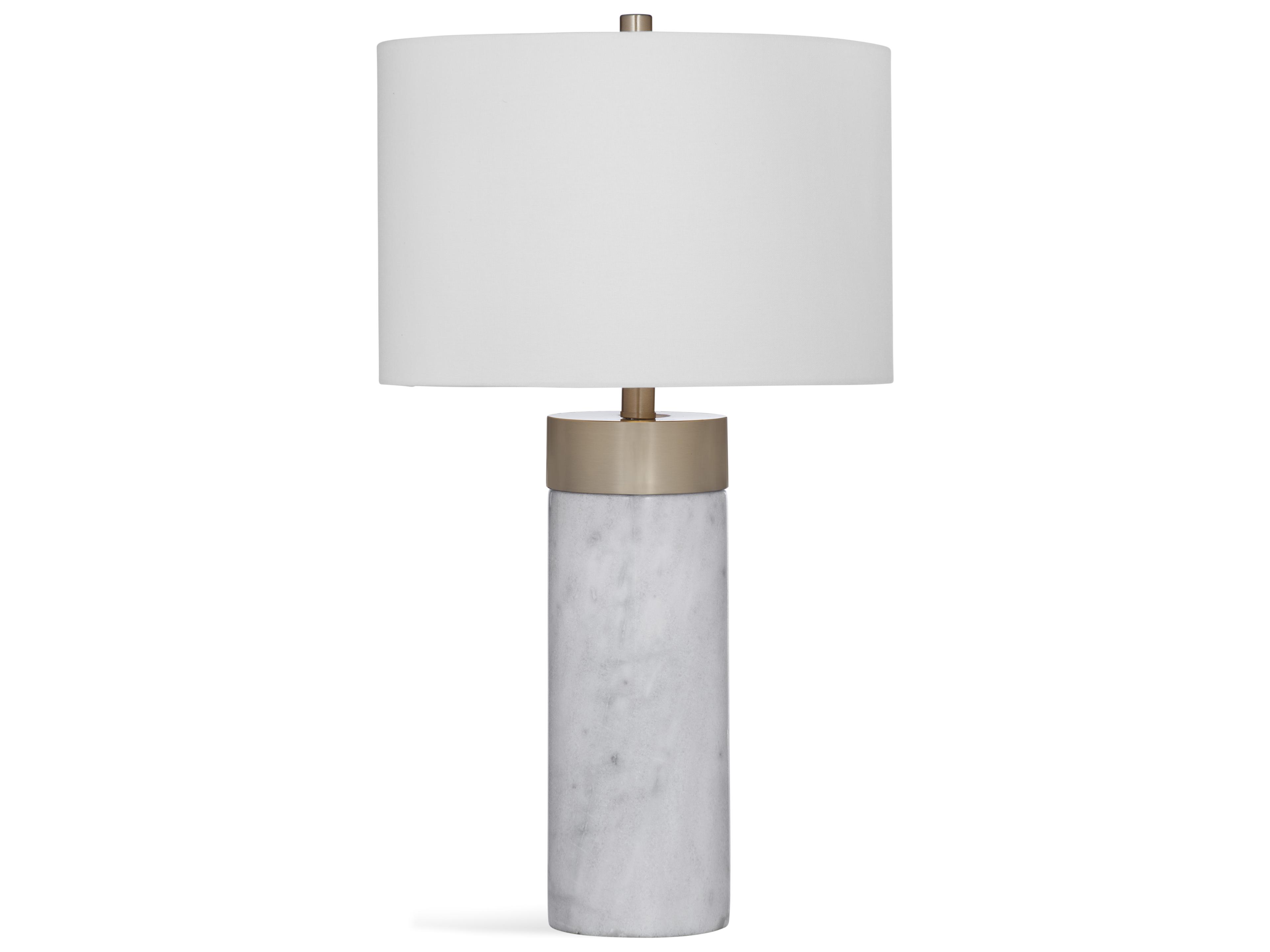 Thoroughly Modern Jocelyn White Marble and Antique Brass Table Lamp