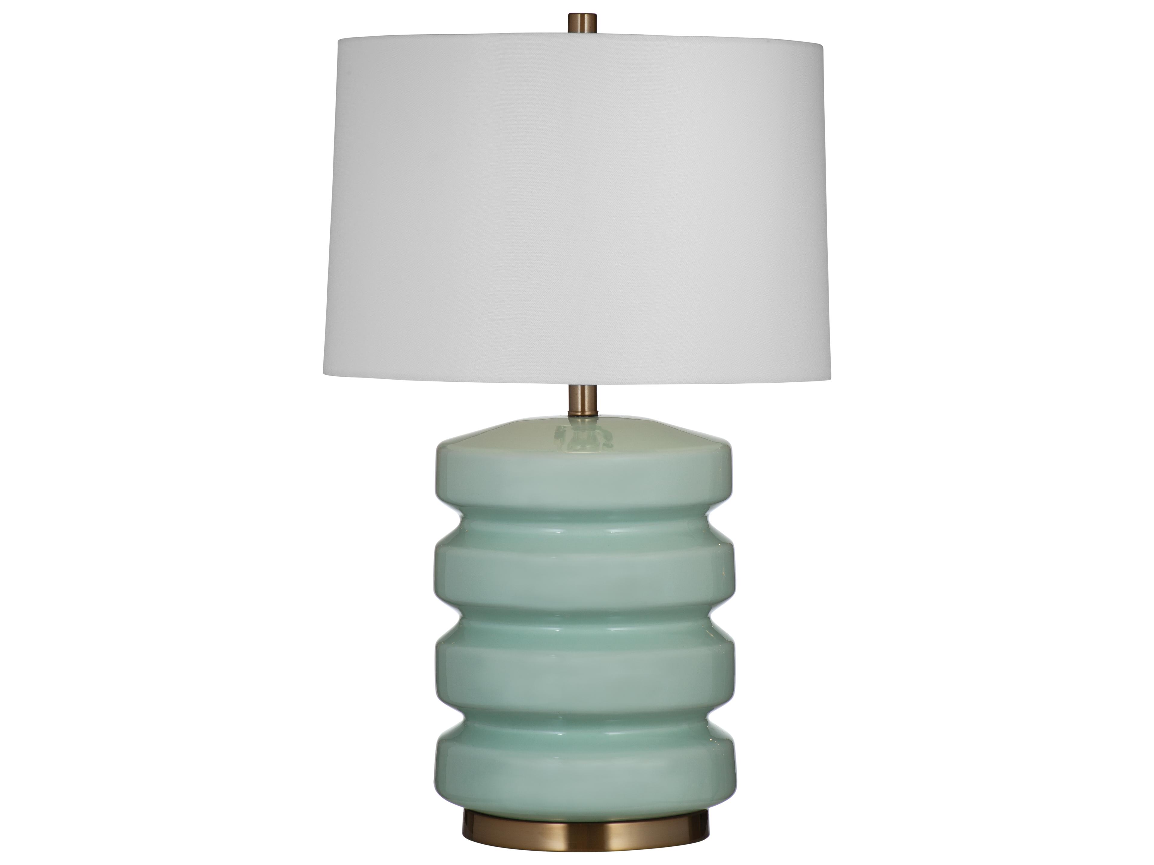 Light Green Antique Brass Buffet Lamp