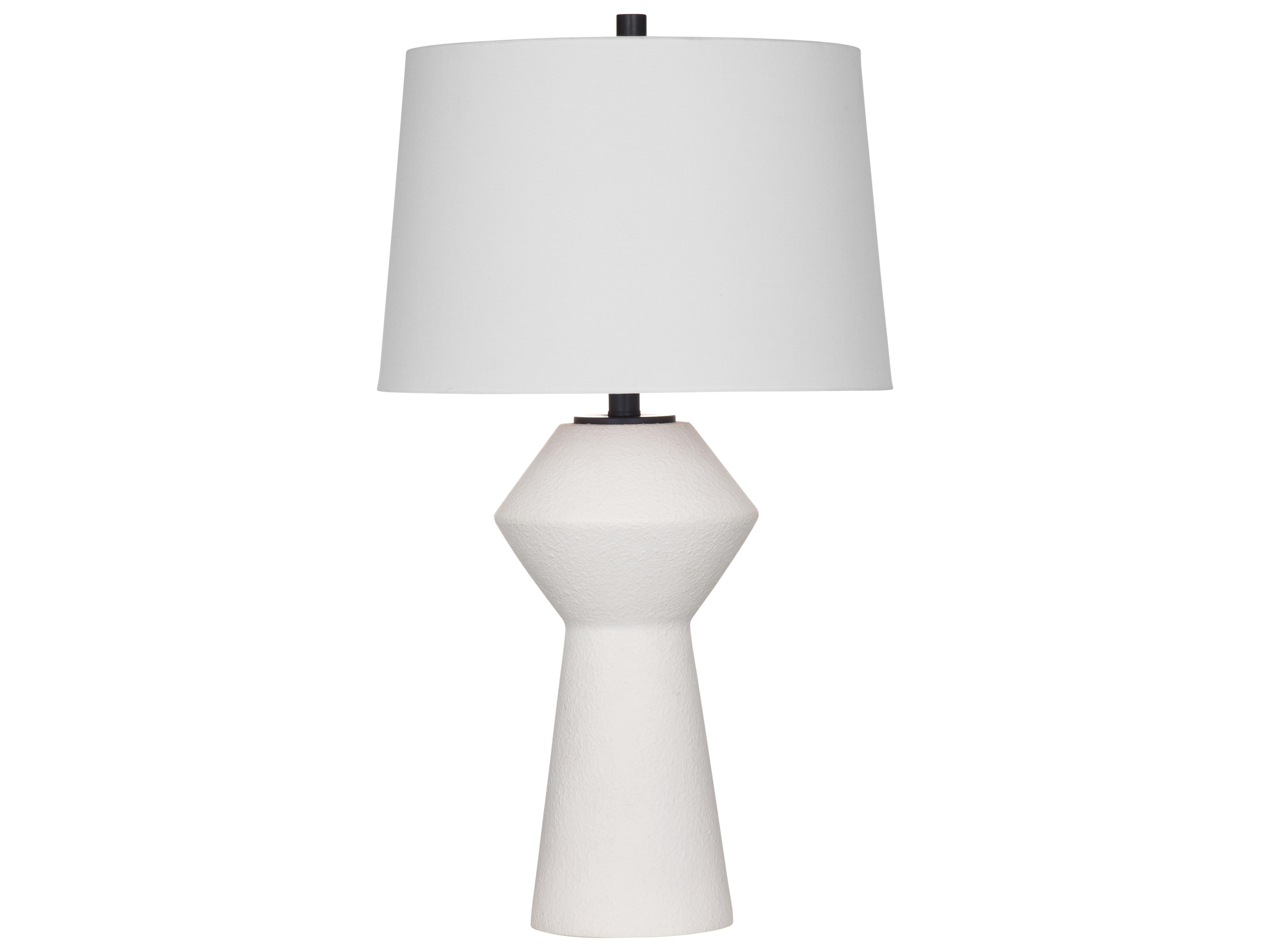 Ella Matte White Tapered Drum Linen Buffet Lamp