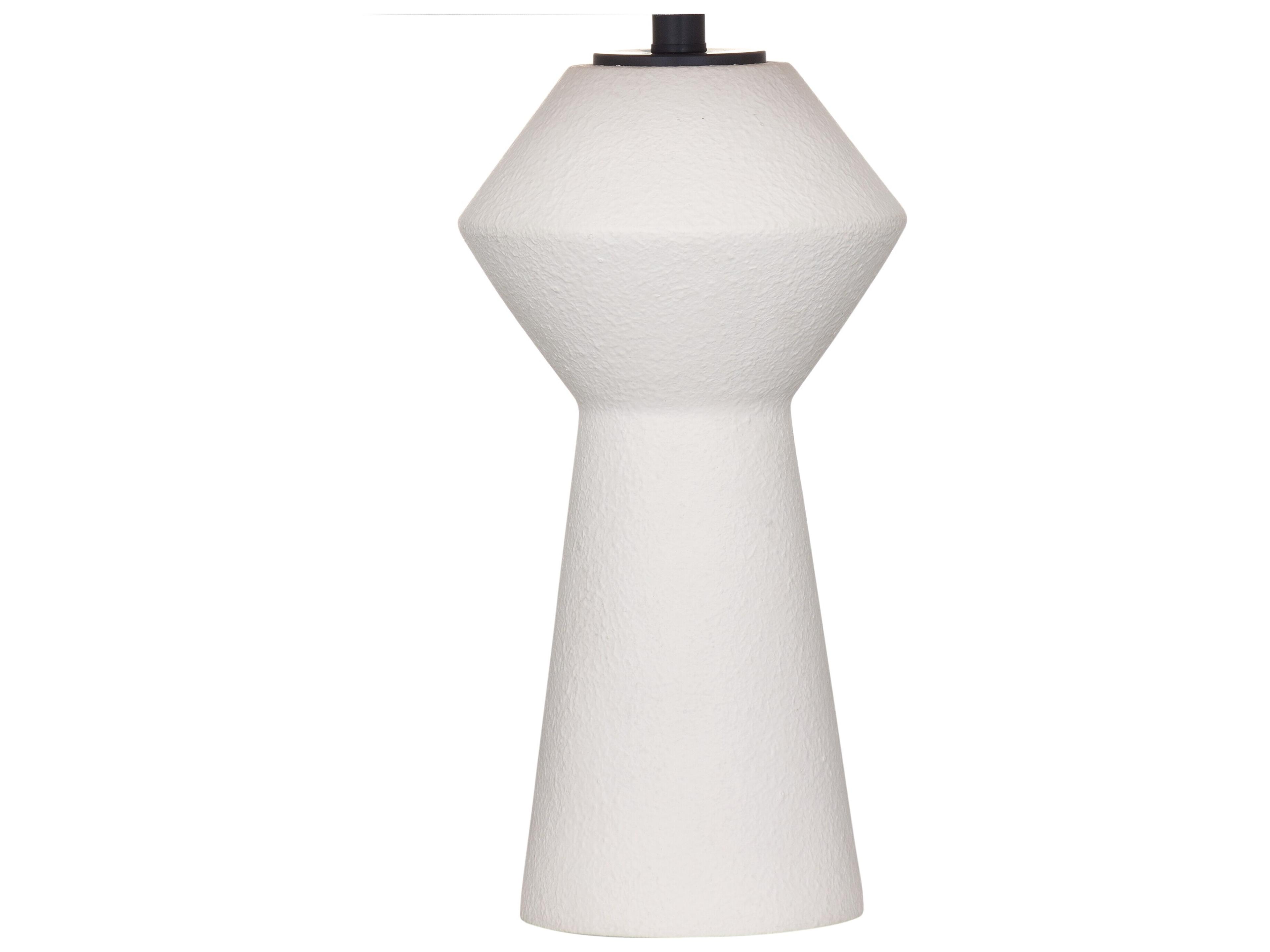 Bassett Mirror Ella Matte White Tapered Drum Linen Buffet Lamp