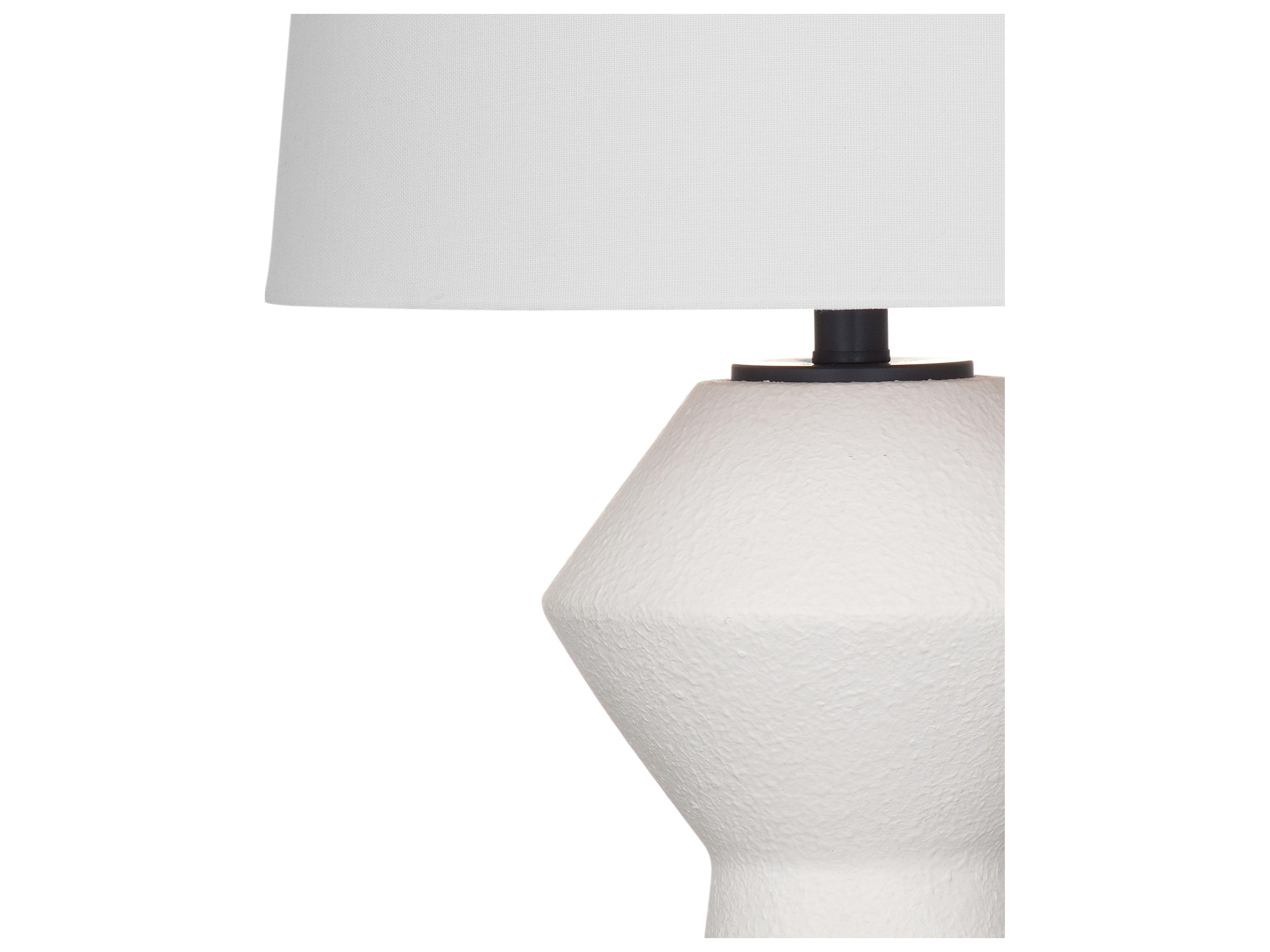 Bassett Mirror Ella Matte White Tapered Drum Linen Buffet Lamp